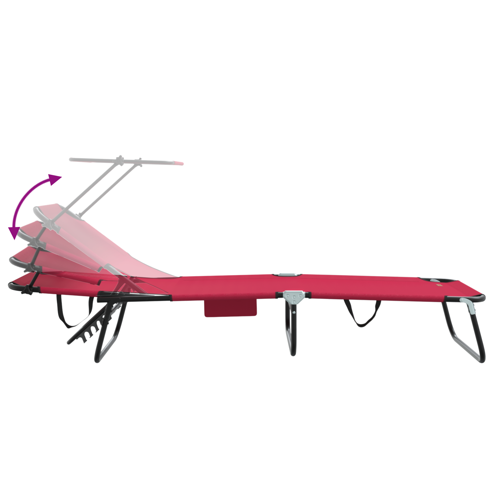 Folding Sun Loungers 2 pcs with Canopy Red 600D Oxford Fabric - Image 10