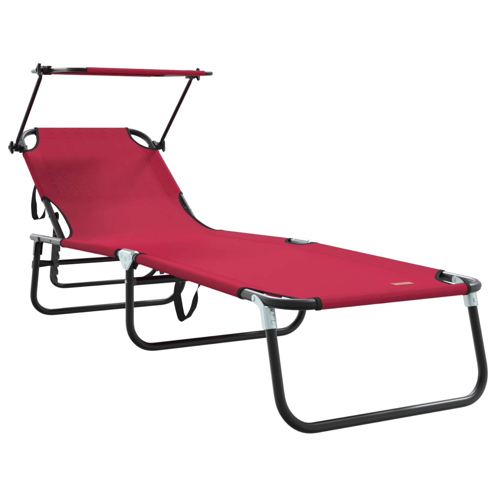 Folding Sun Loungers 2 pcs with Canopy Red 600D Oxford Fabric - Image 4