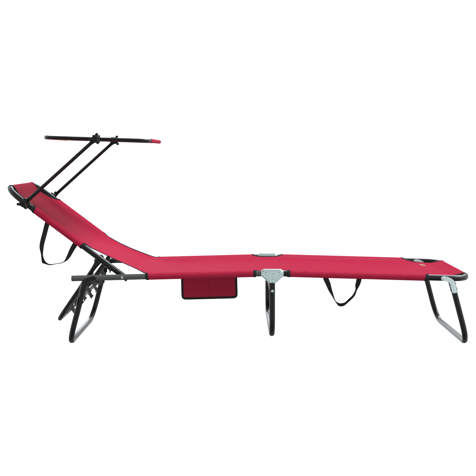 Folding Sun Loungers 2 pcs with Canopy Red 600D Oxford Fabric - Image 6