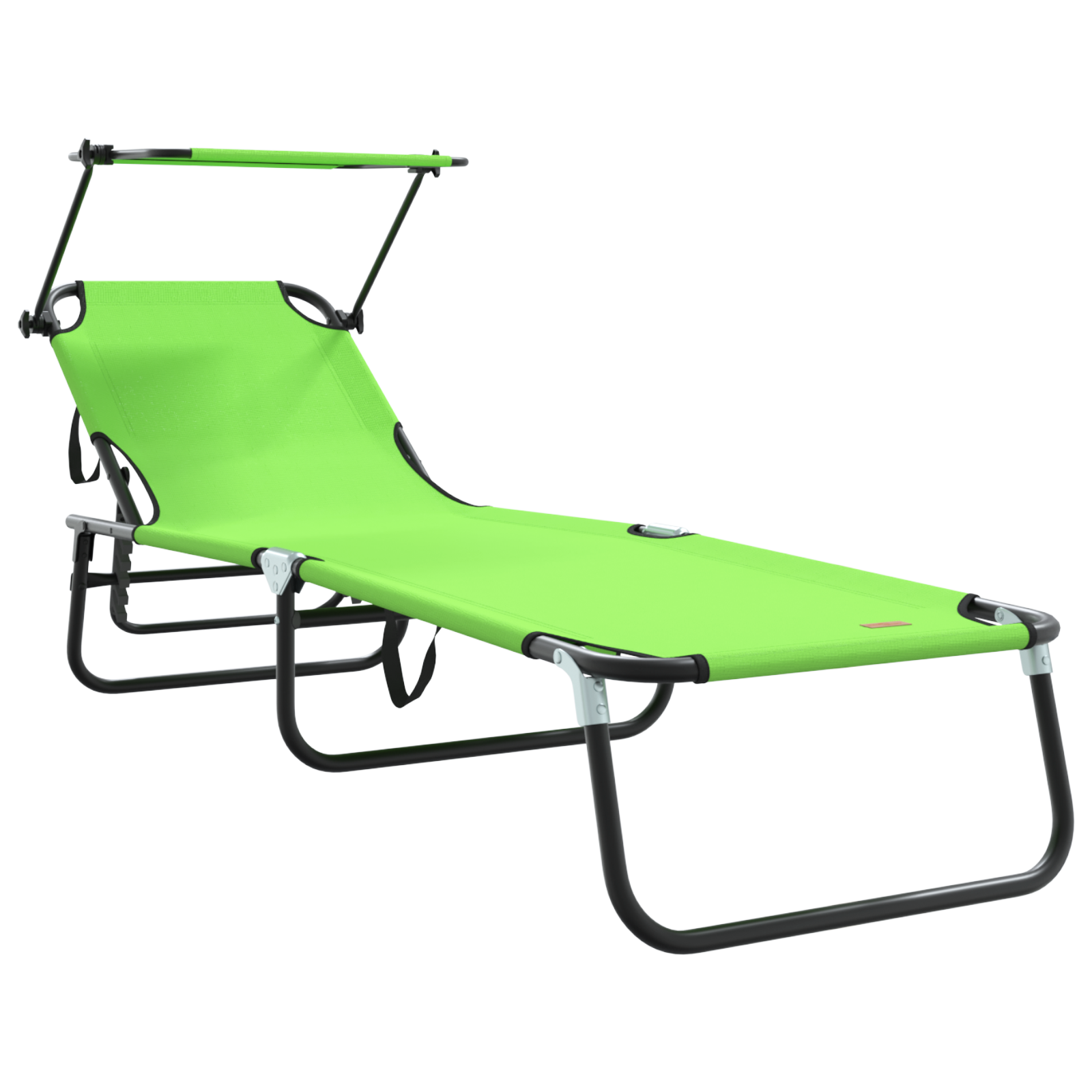 Folding Sun Loungers 2 pcs with Canopy Green 600D Oxford Fabric - Image 4