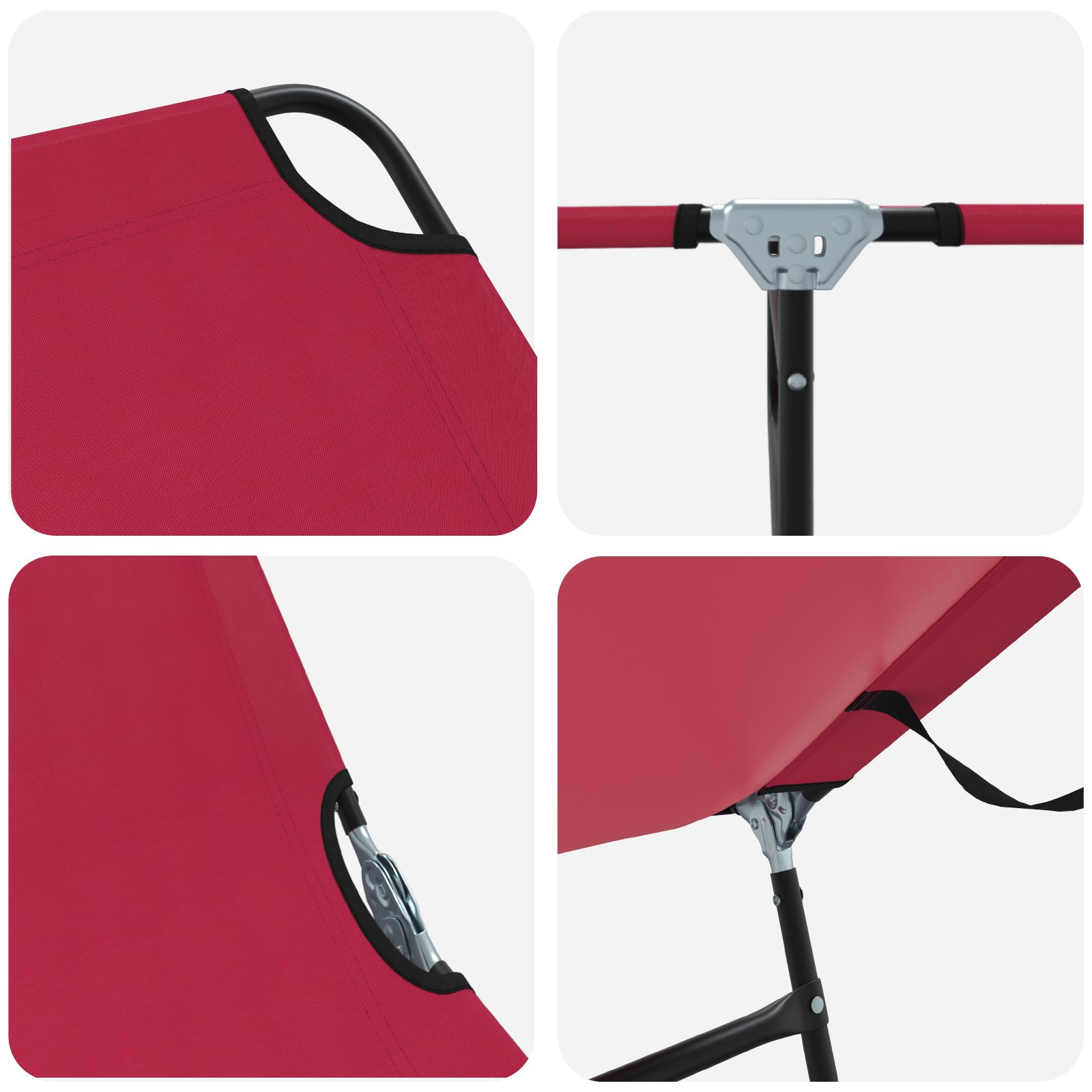 Folding Sun Lounger Portable Red 600D Oxford Fabric - Image 7