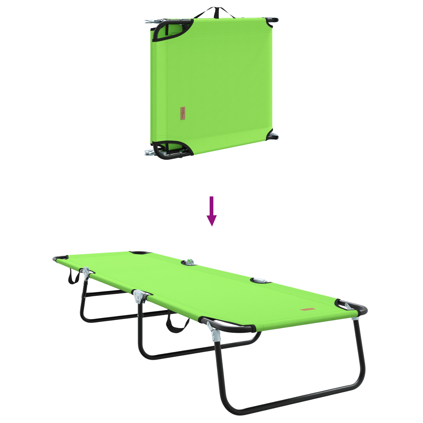 Folding Sun Lounger Portable Green 600D Oxford Fabric - Image 8