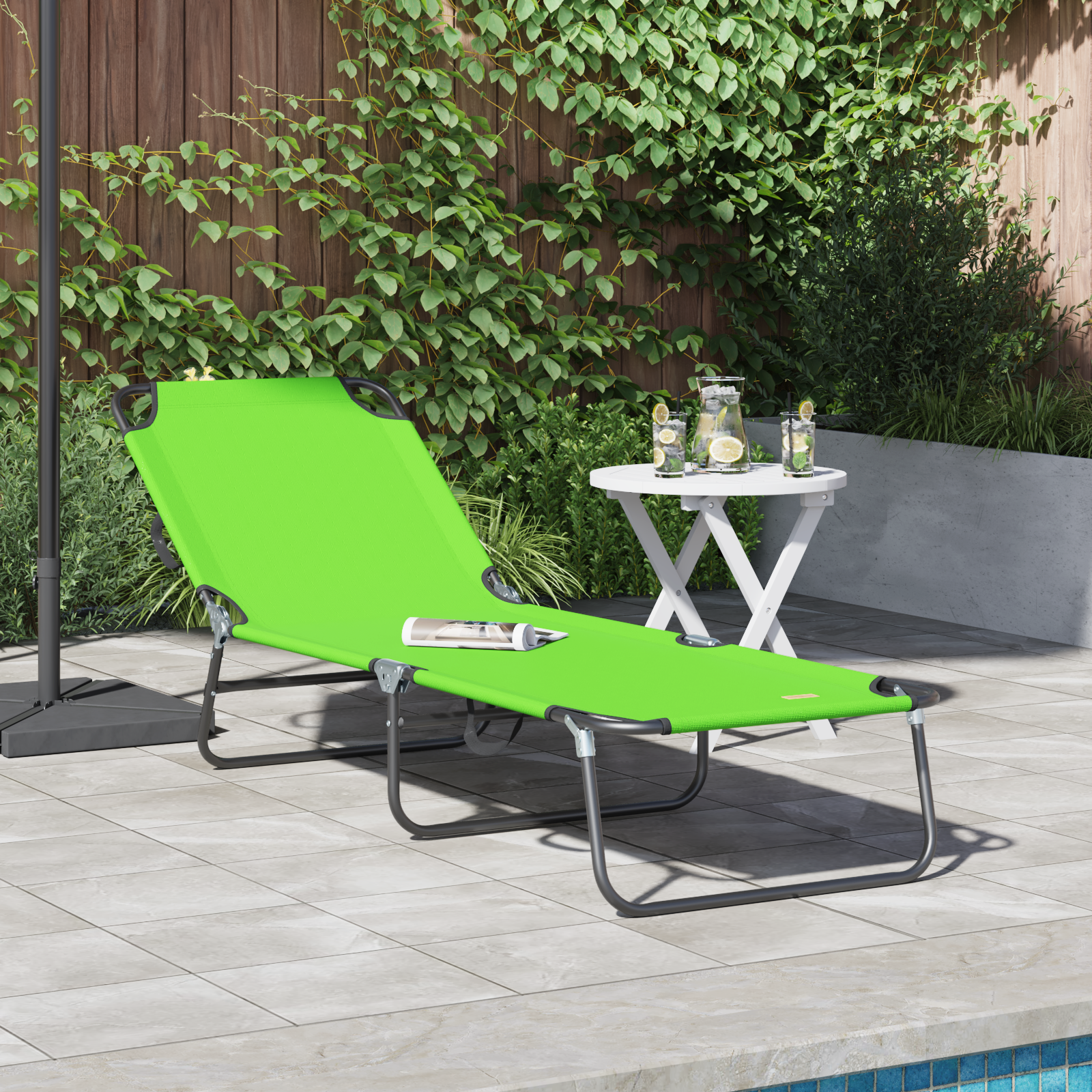 Folding Sun Lounger Portable Green 600D Oxford Fabric