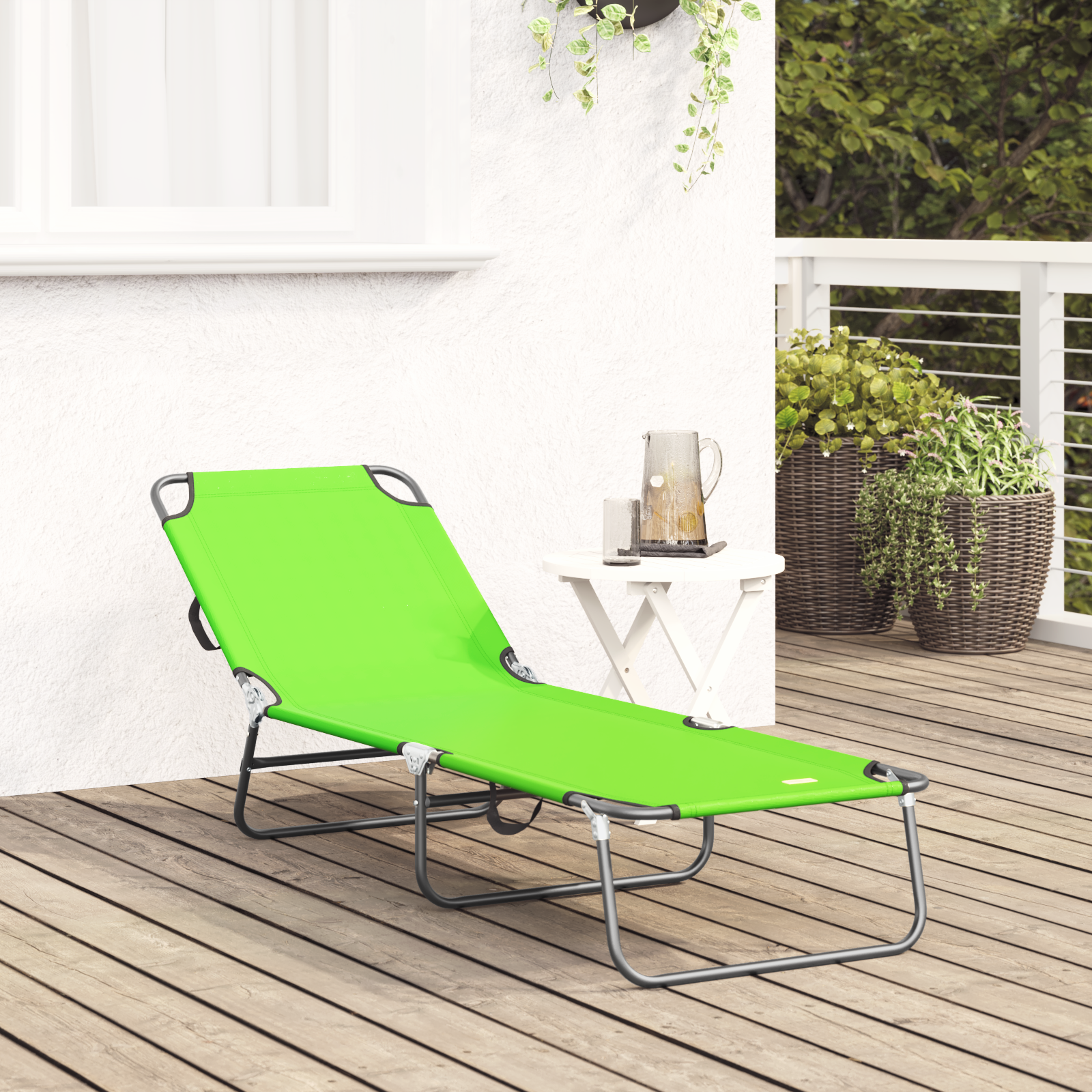 Folding Sun Lounger Portable Green 600D Oxford Fabric - Image 3