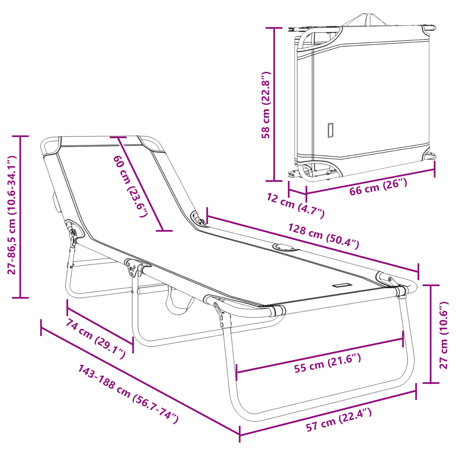 Folding Sun Lounger Portable Green 600D Oxford Fabric - Image 10