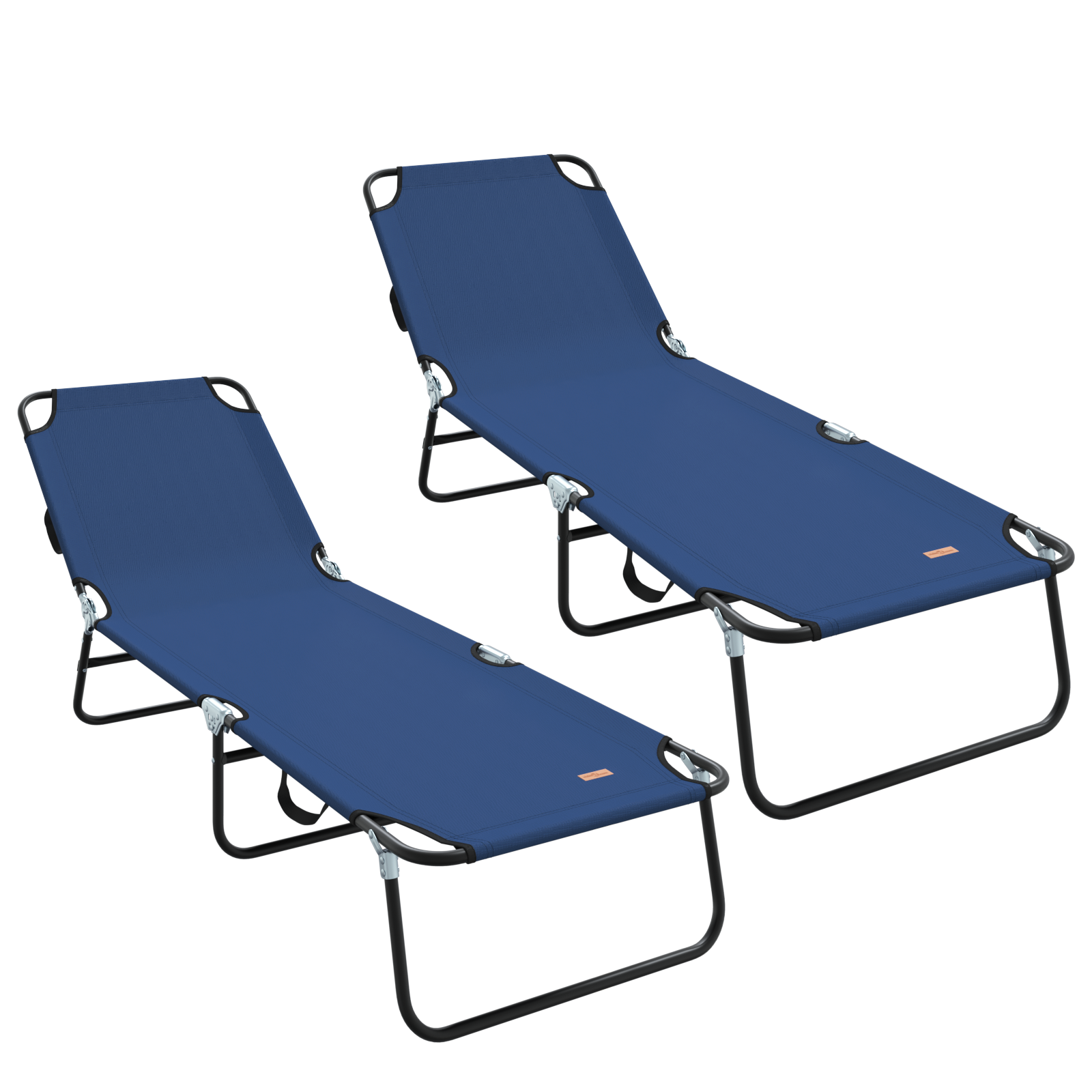 Folding Sun Lounger 2 pcs Portable Blue 600D Oxford Fabric - Image 2