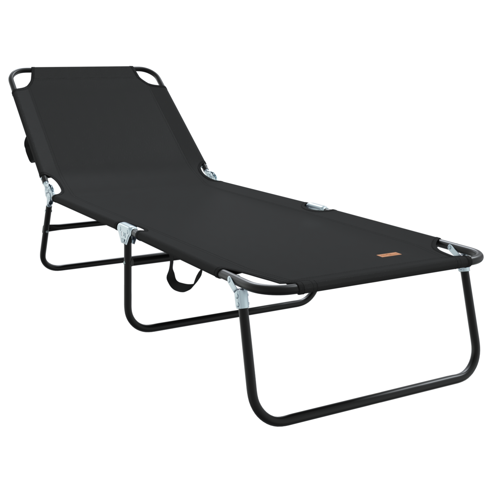 Folding Sun Lounger 2 pcs Portable Black 600D Oxford Fabric - Image 4