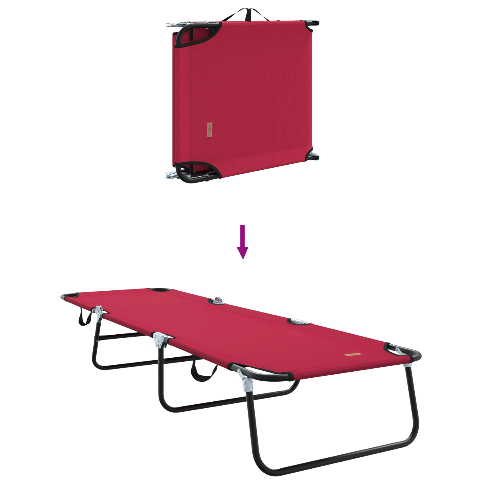 Folding Sun Lounger 2 pcs Portable Red 600D Oxford Fabric - Image 9