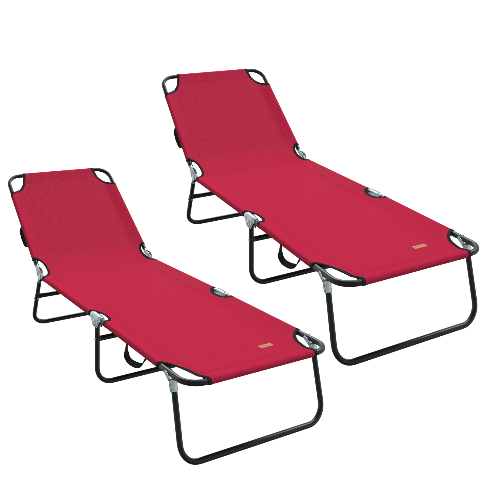 Folding Sun Lounger 2 pcs Portable Red 600D Oxford Fabric - Image 2