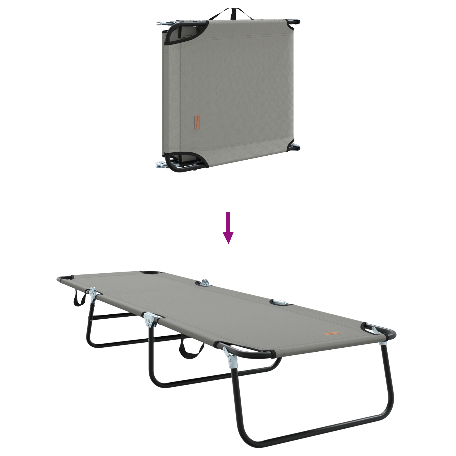 Folding Sun Lounger 2 pcs Portable Grey 600D Oxford Fabric - Image 9