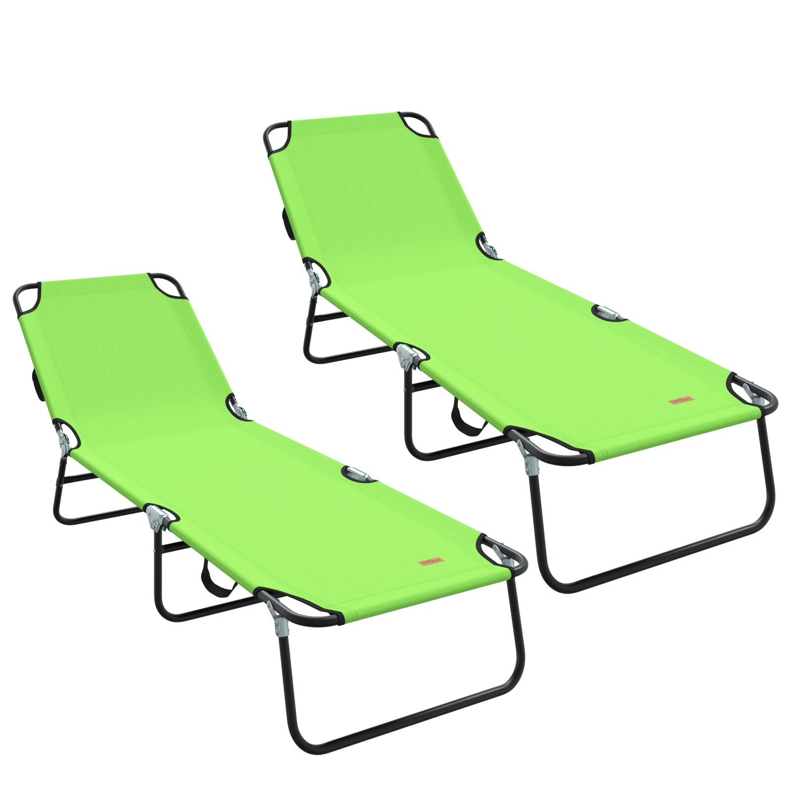 Folding Sun Lounger 2 pcs Portable Green 600D Oxford Fabric - Image 2
