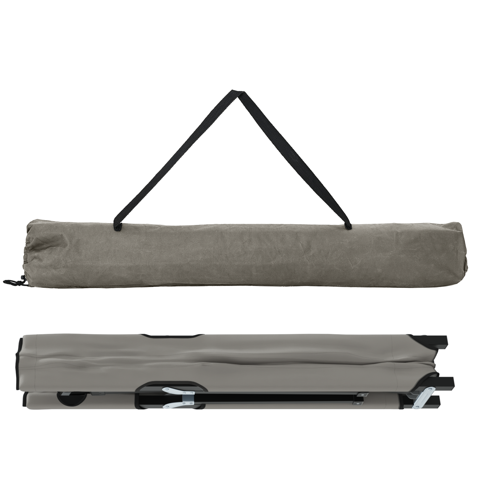 Folding Sun Bed with Carry Bag Grey 600D Oxford Fabric - Image 4
