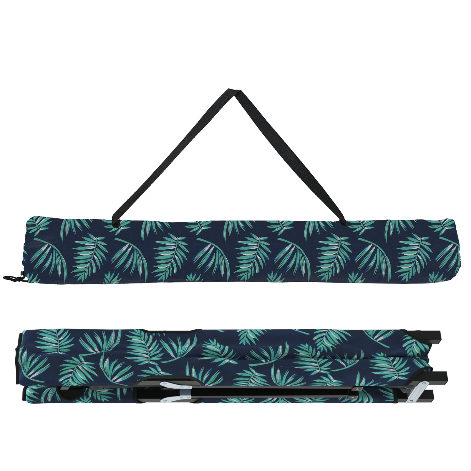 Folding Sun Bed with Carry Bag Leaf Pattern 600D Oxford Fabric - Image 4