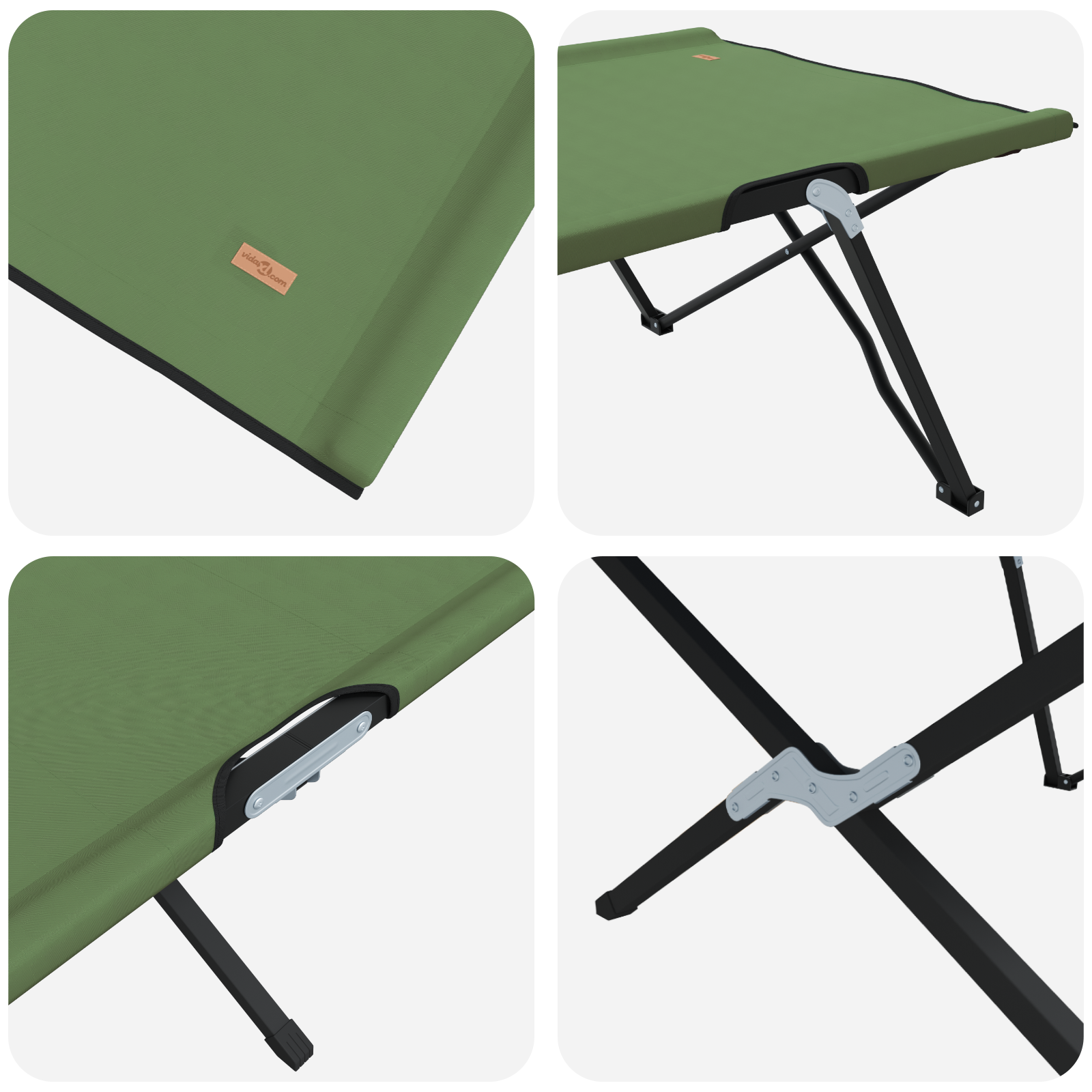 Folding Sun Beds with Carry Bags 2 pcs Army Green 600D Oxford Fabric - Image 8