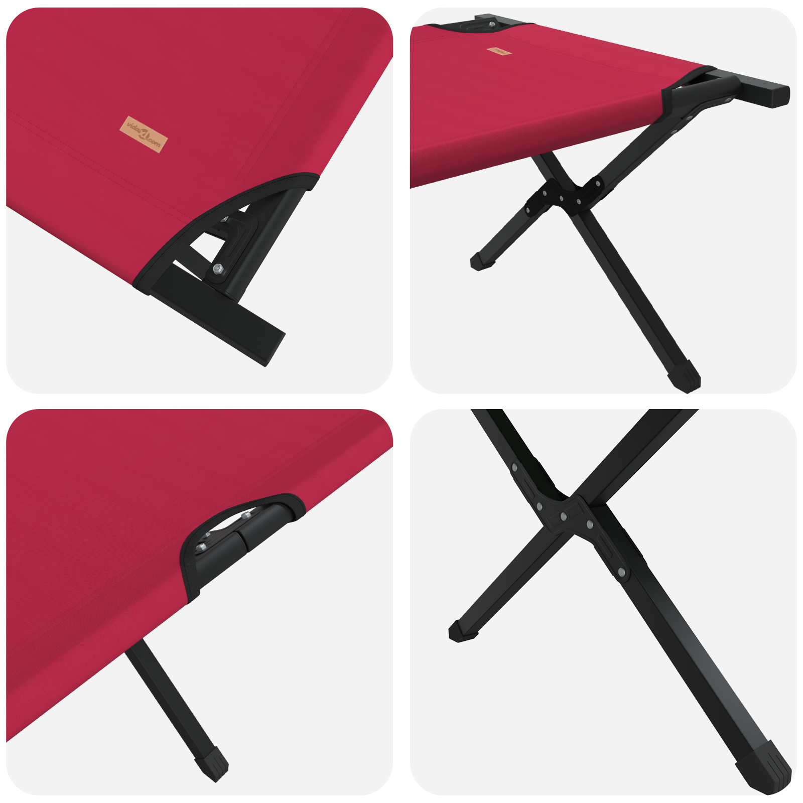 Folding Sun Beds 2 pcs with Carry Bag Red 600D Oxford Fabric - Image 9