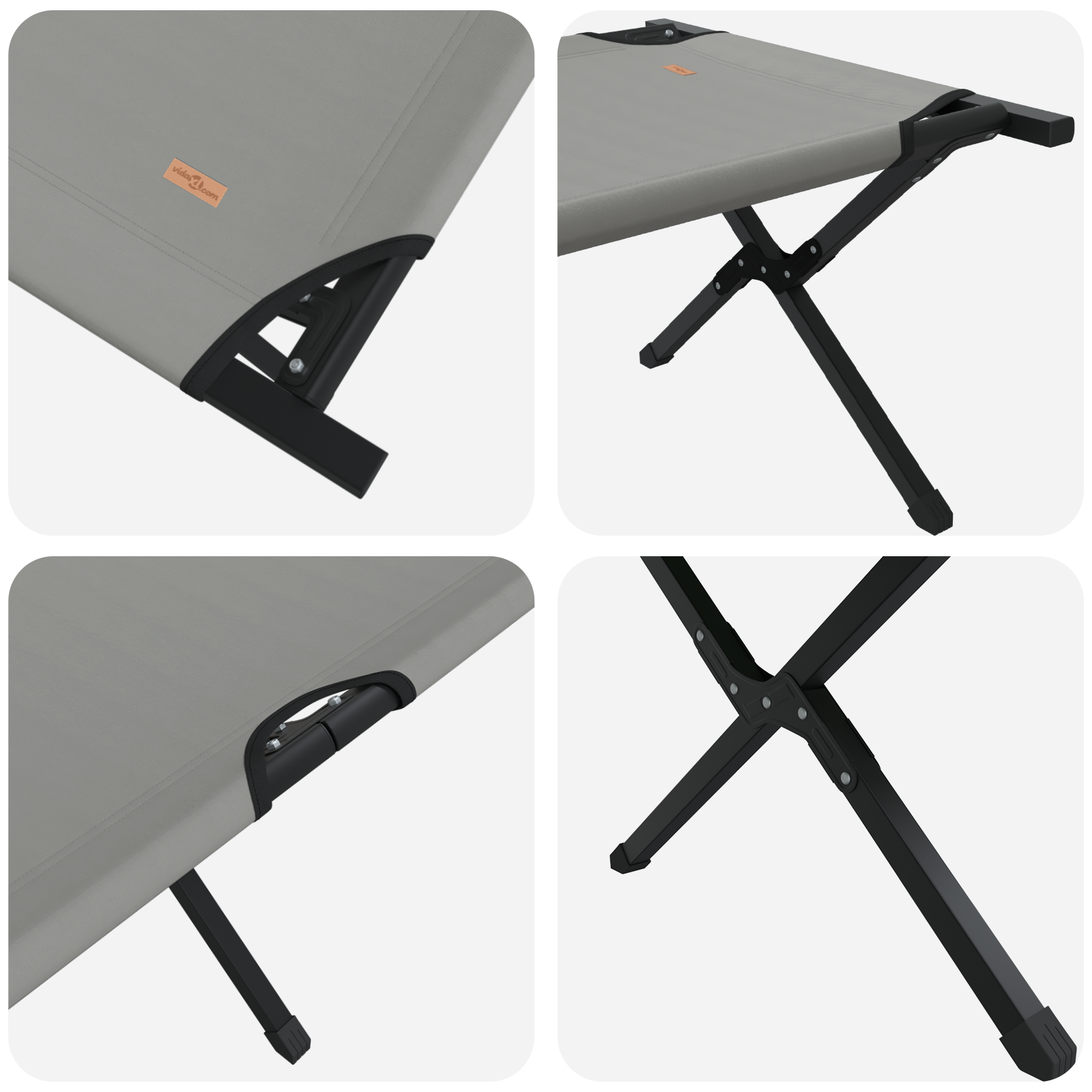 Folding Sun Beds 2 pcs with Carry Bag Grey 600D Oxford Fabric - Image 9