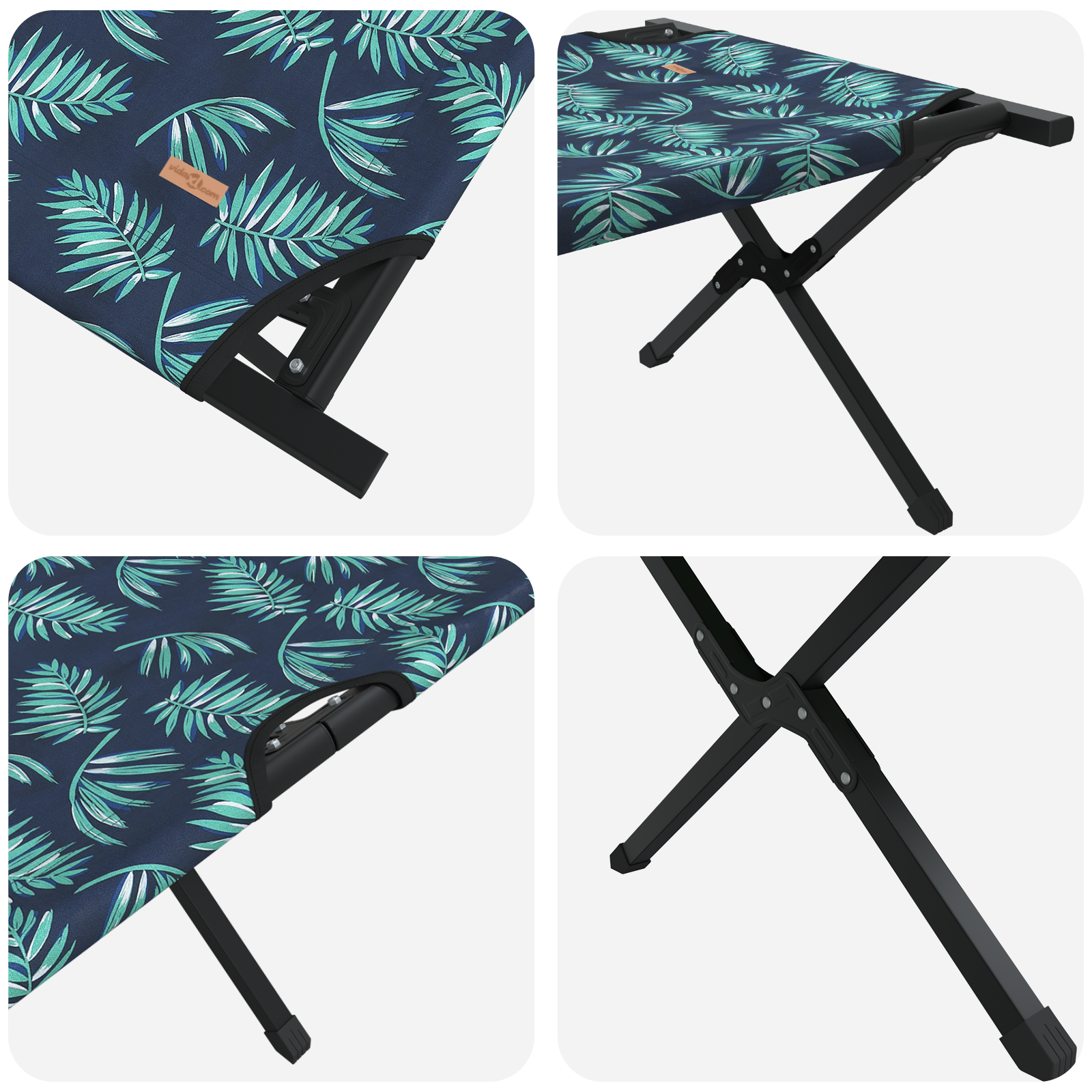 Folding Sun Beds 2 pcs with Carry Bag Leaf Pattern 600D Oxford Fabric - Image 9