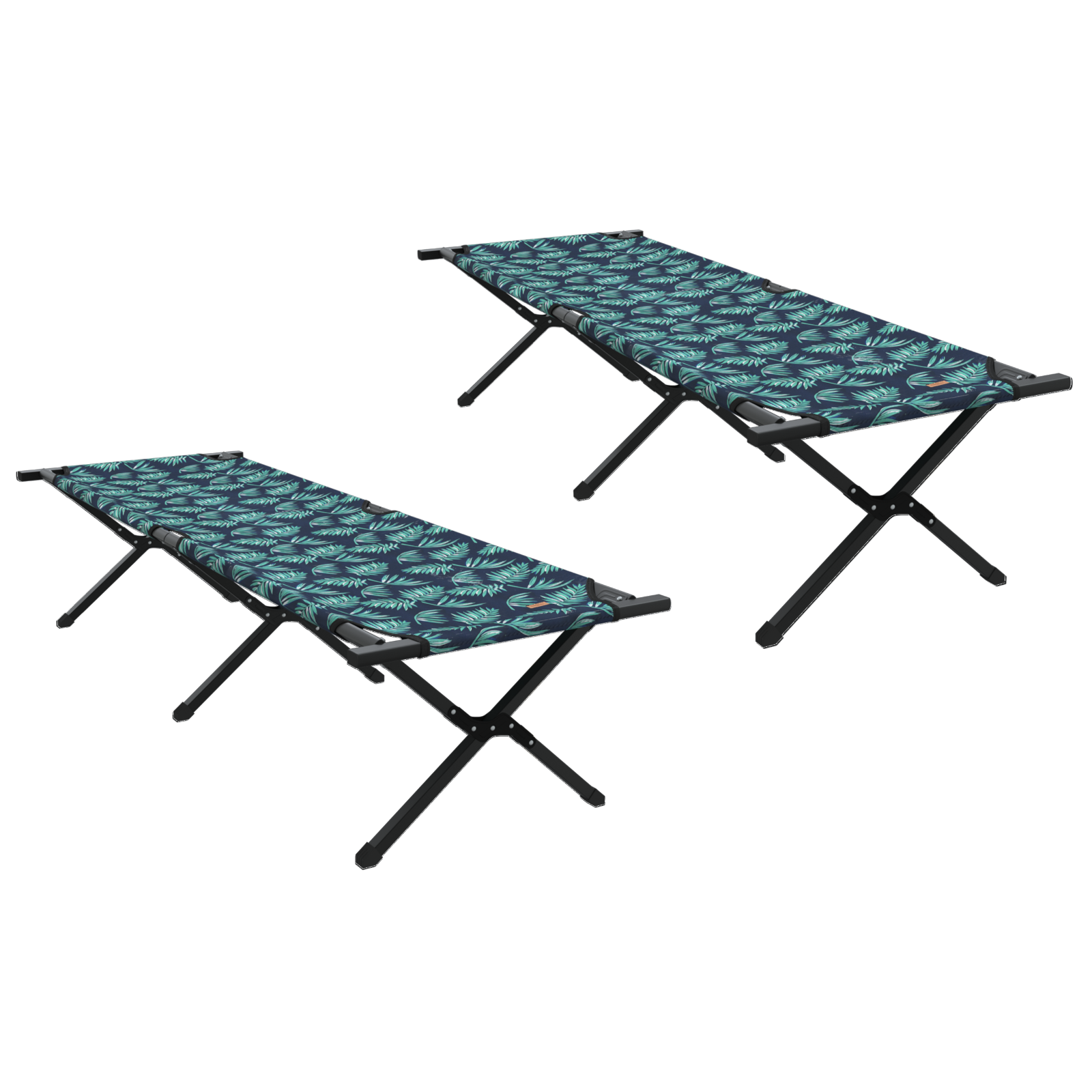 Folding Sun Beds 2 pcs with Carry Bag Leaf Pattern 600D Oxford Fabric - Image 2