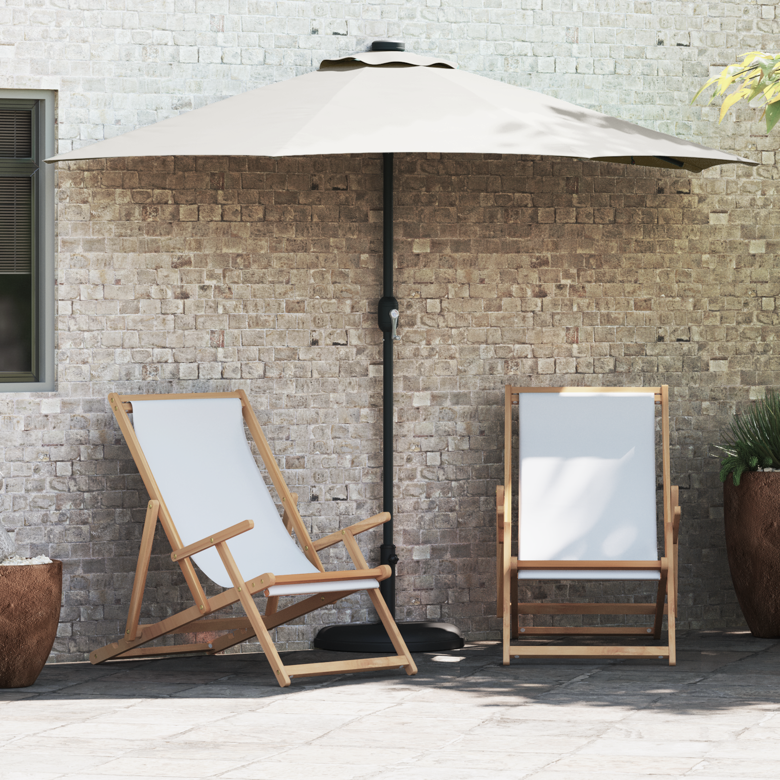 Tuinparasol Half met Aluminium Paal Zand 294 cm