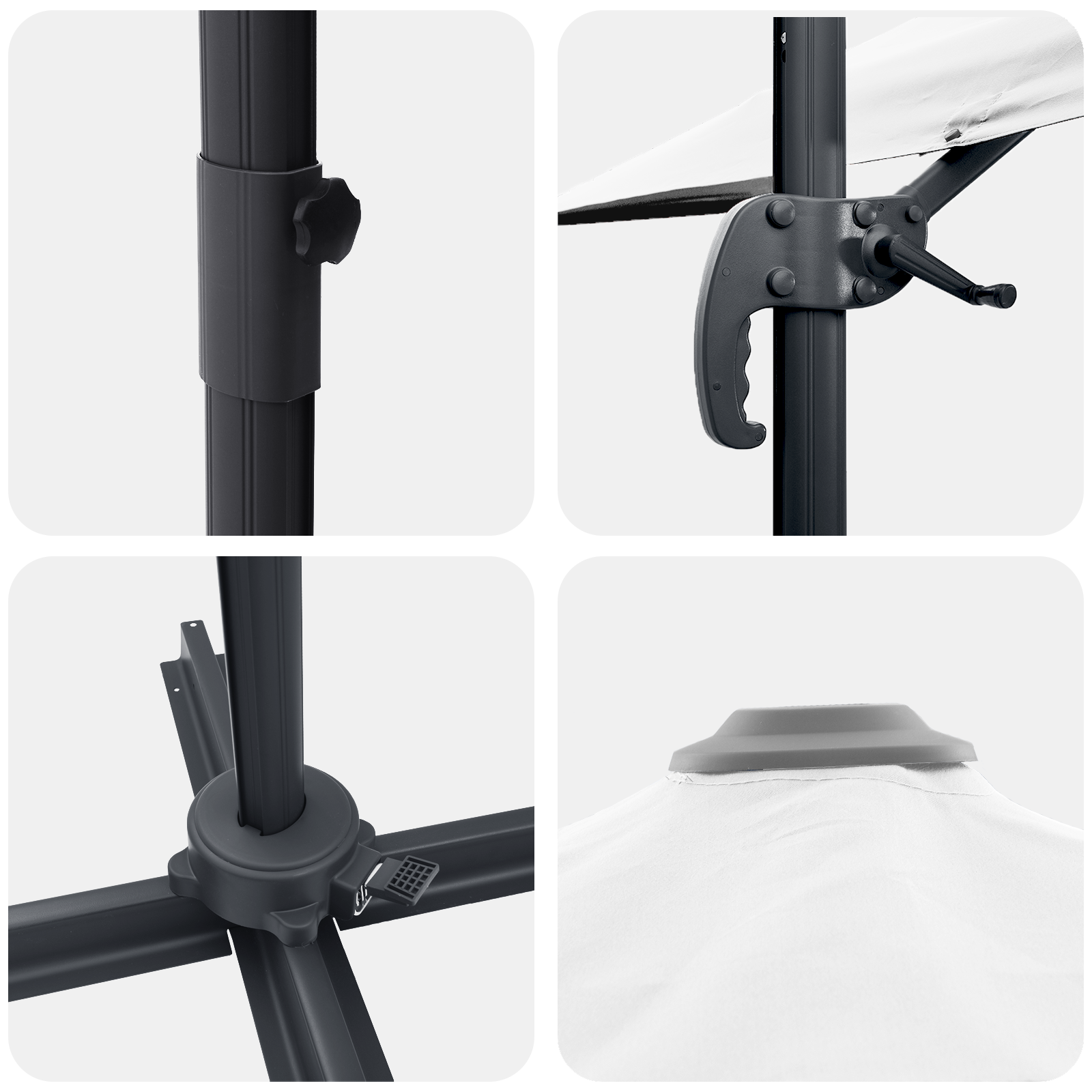 Patio Umbrella Sand Polyester canopy 3m Adjustable Armrests - Image 9