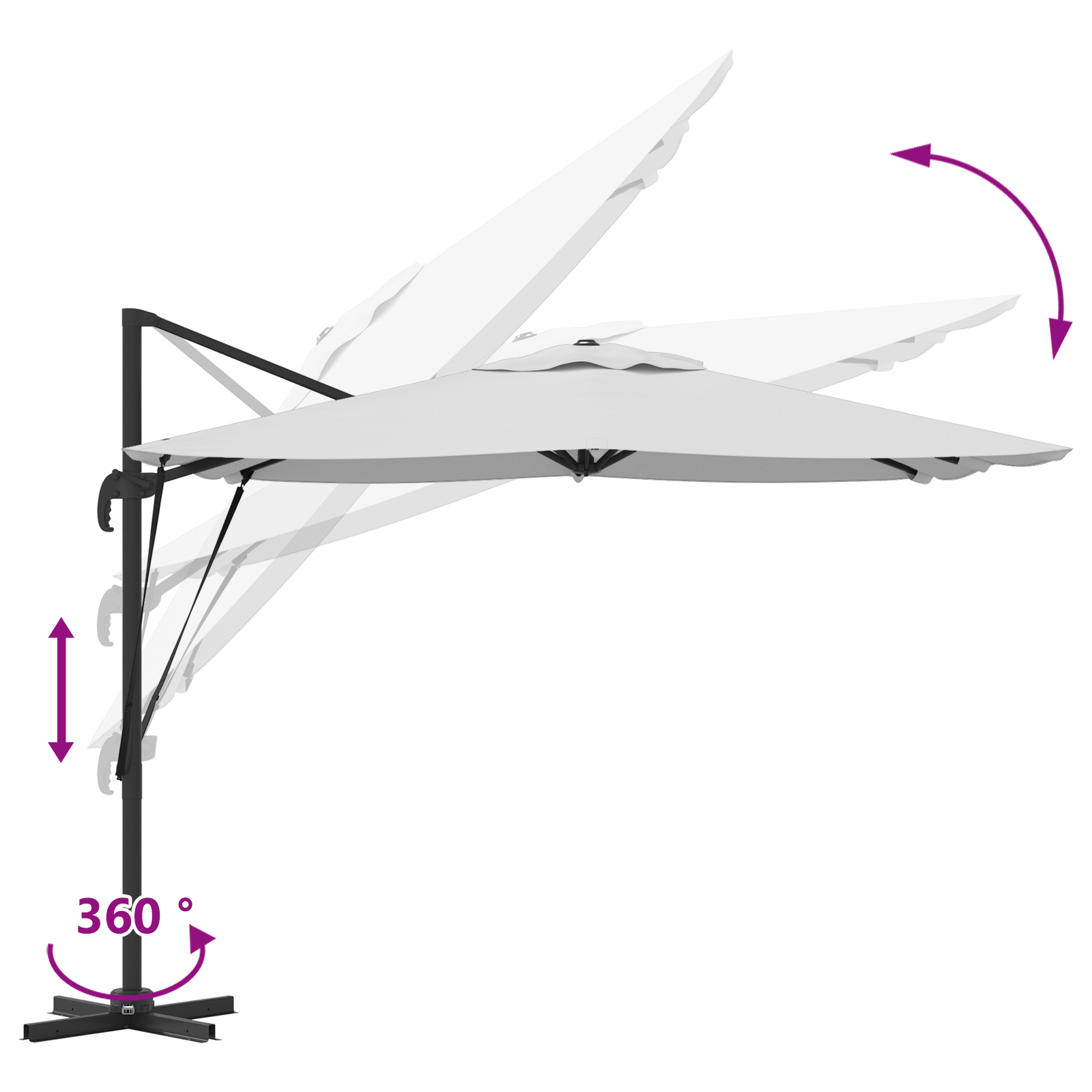 Patio Umbrella Sand Polyester canopy 3m Adjustable Armrests - Image 11