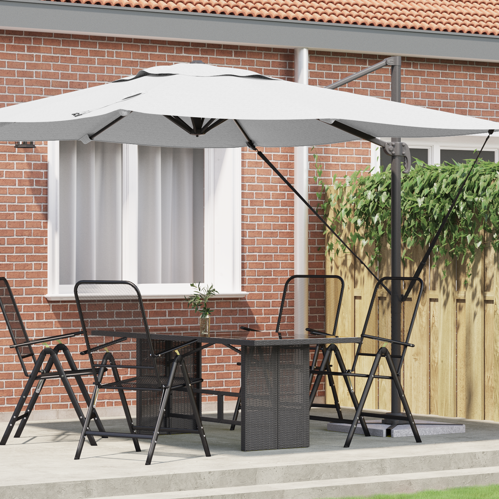 Patio Umbrella Sand Polyester canopy 3m Adjustable Armrests
