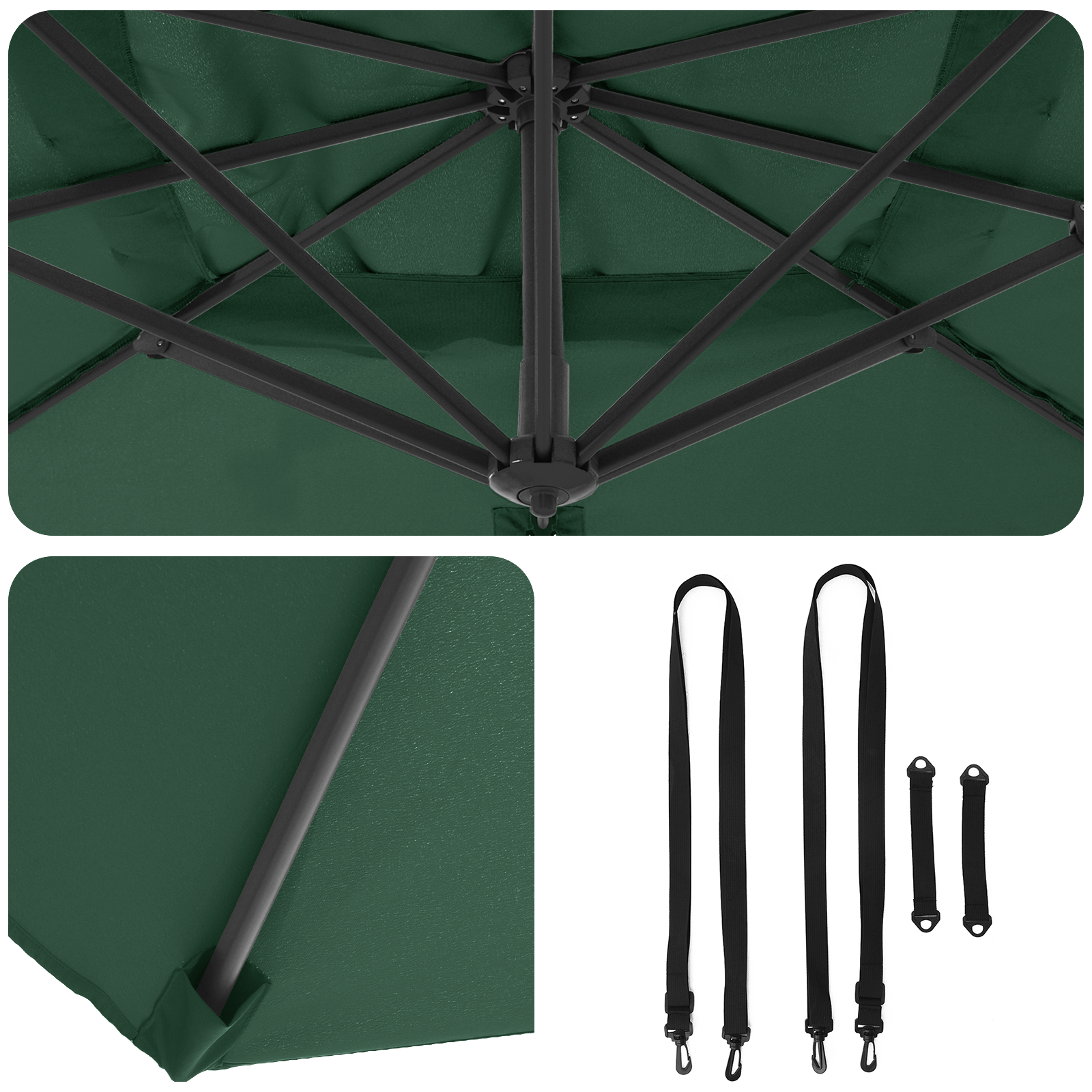 Cantilever Roma Parasol Green 286x285x265 cm Aluminium - Image 10