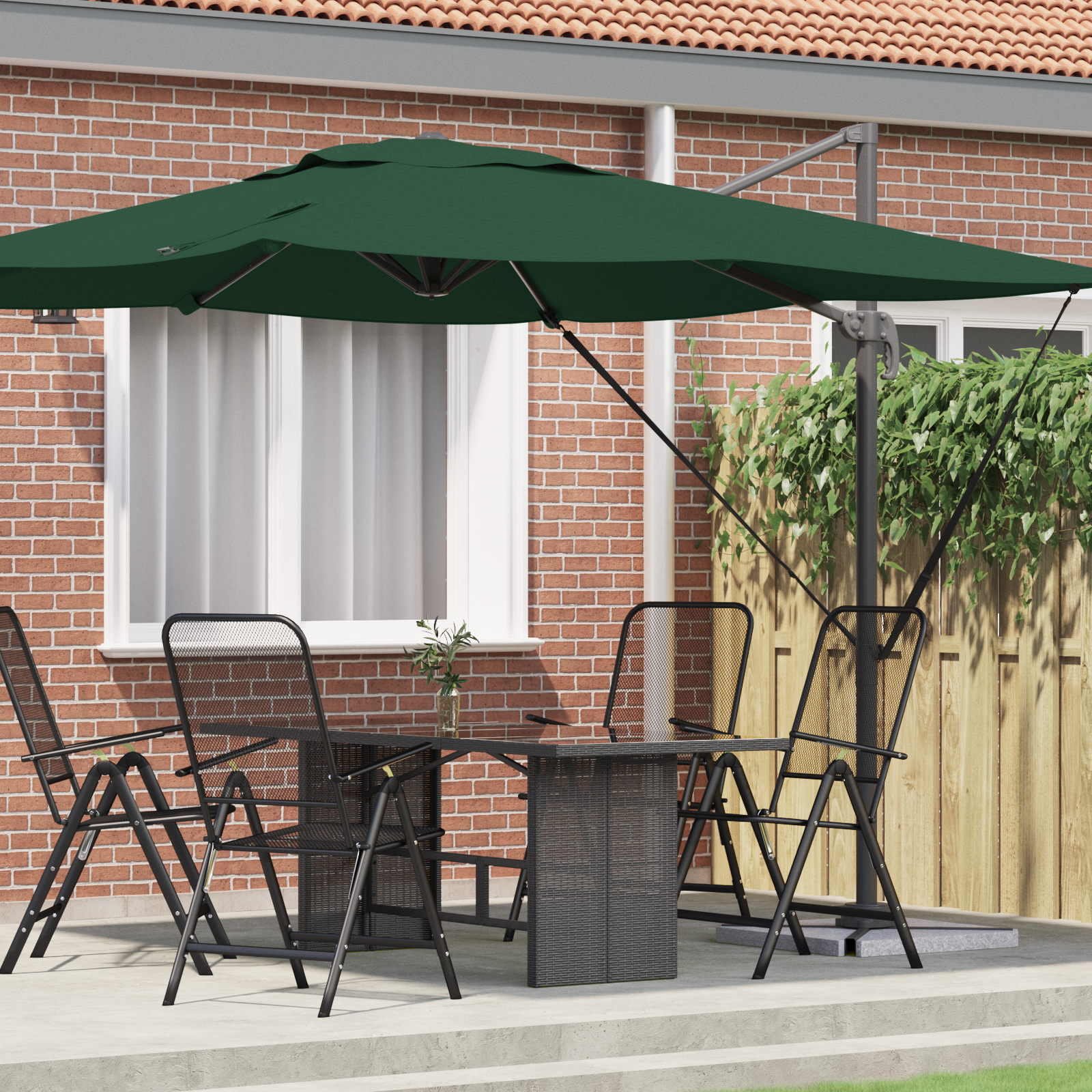 Cantilever Roma Parasol Green 286x285x265 cm Aluminium