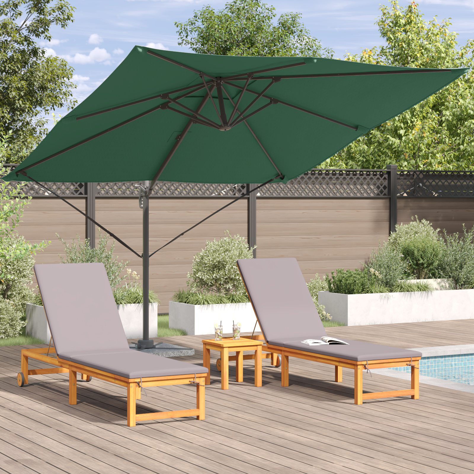 Cantilever Roma Parasol Green 286x285x265 cm Aluminium - Image 4