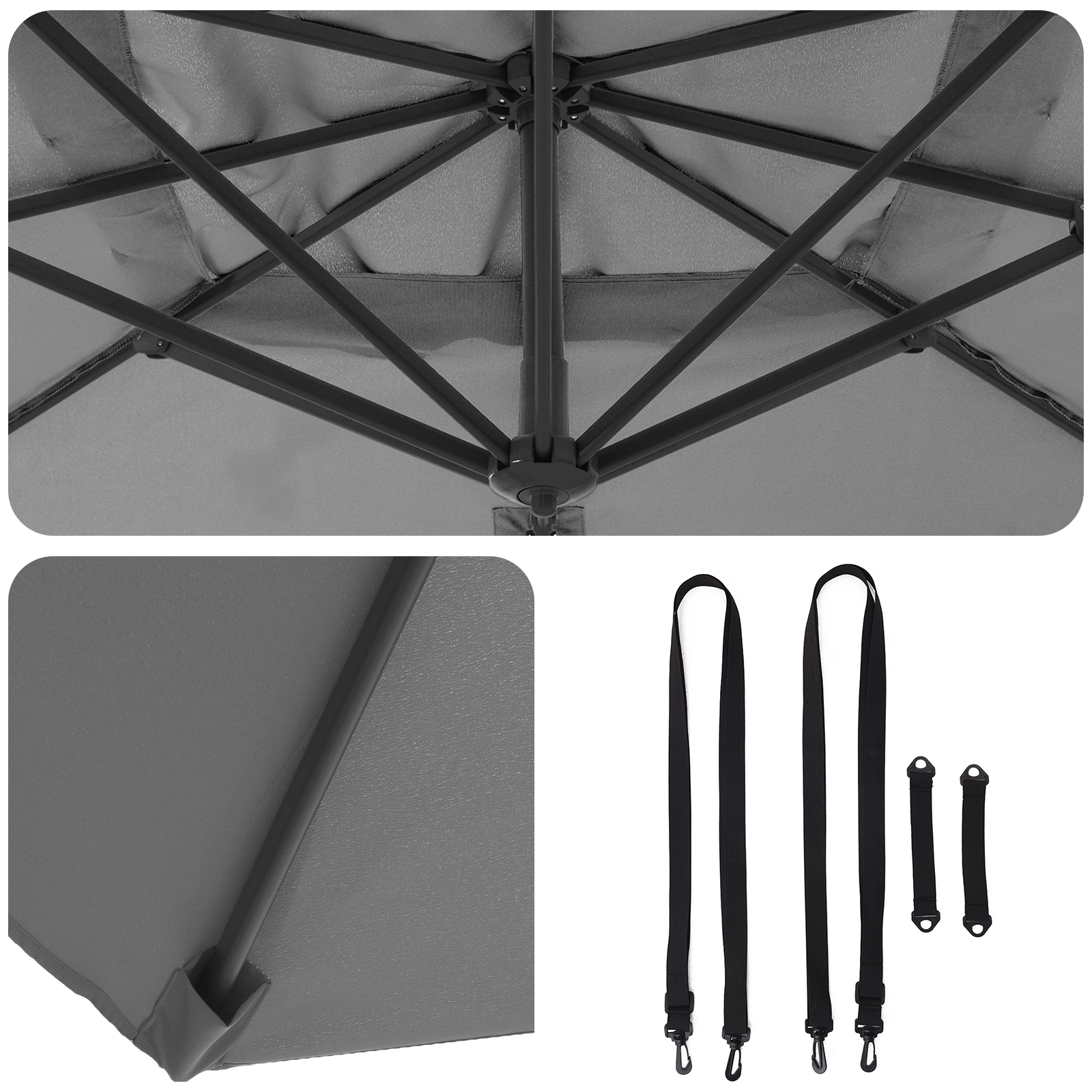 Cantilever Roma Parasol Anthracite 286x285x265 cm Aluminium - Image 10