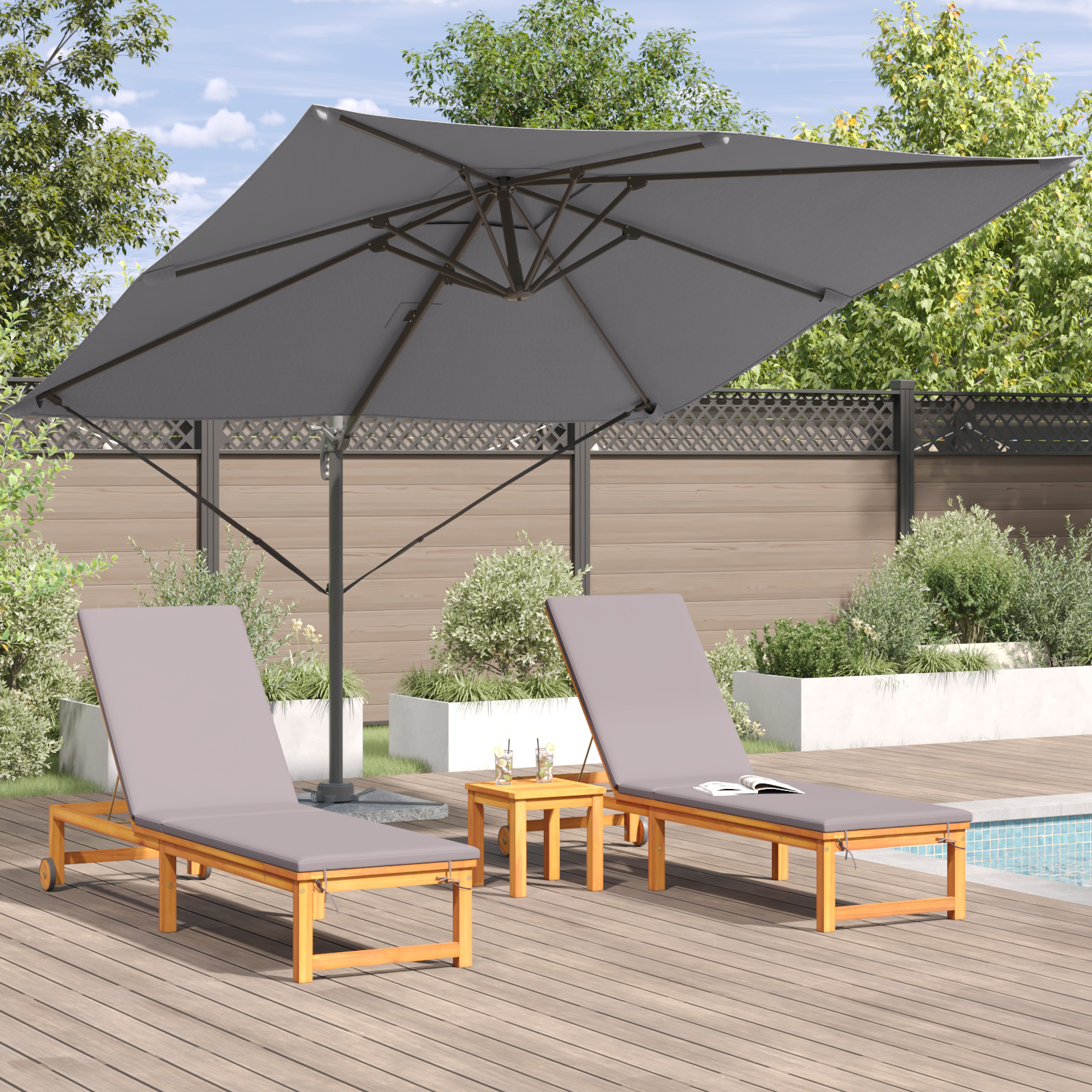 Cantilever Roma Parasol Anthracite 286x285x265 cm Aluminium - Image 4