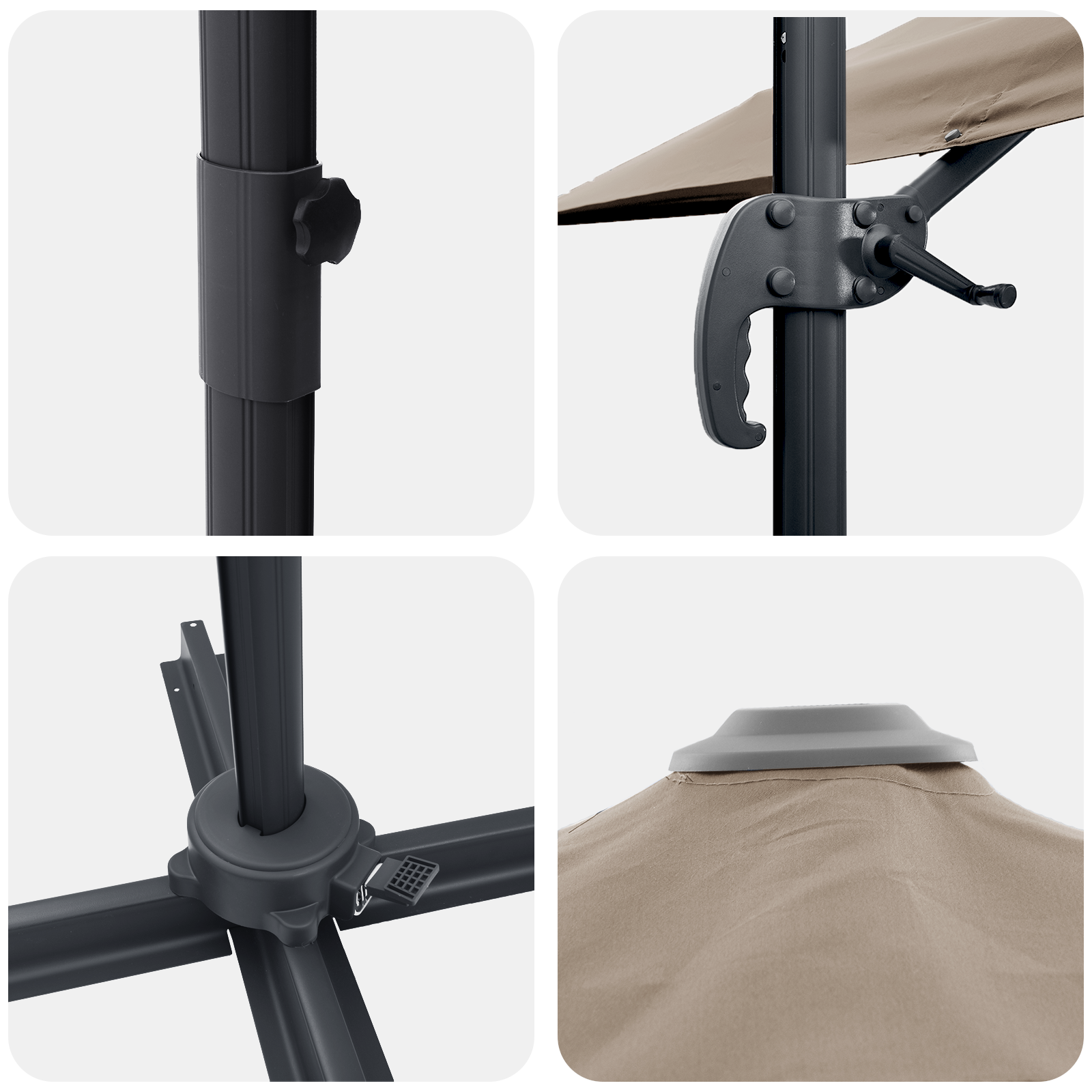 Cantilever Roma Parasol Taupe 286x285x265 cm Aluminium - Image 9