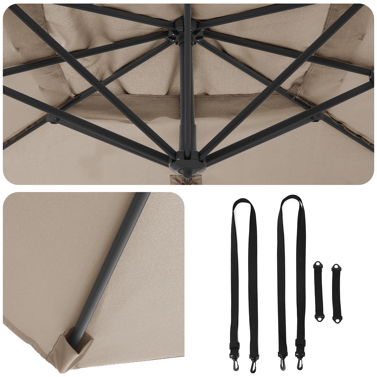 Cantilever Roma Parasol Taupe 286x285x265 cm Aluminium - Image 10