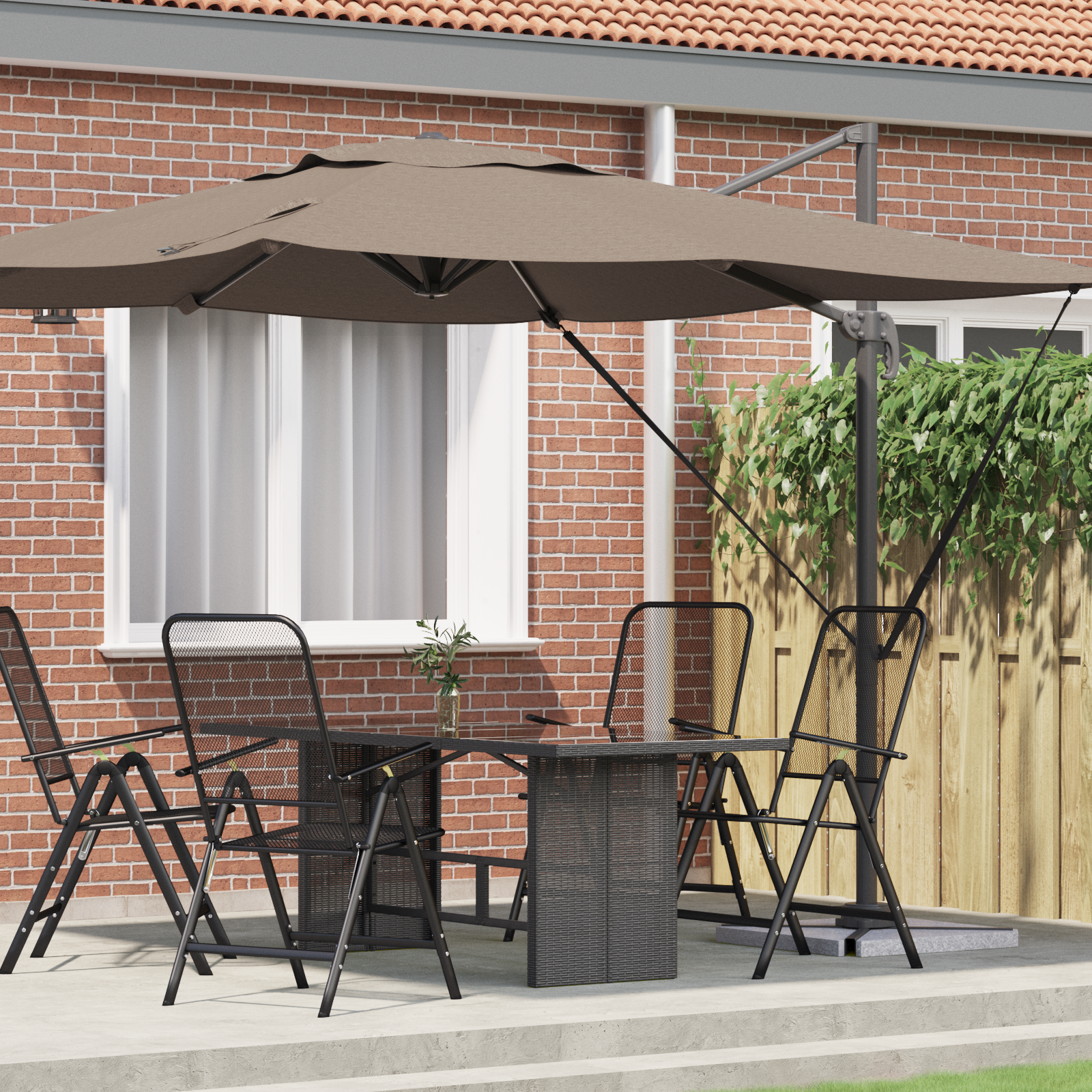 Cantilever Roma Parasol Taupe 286x285x265 cm Aluminium