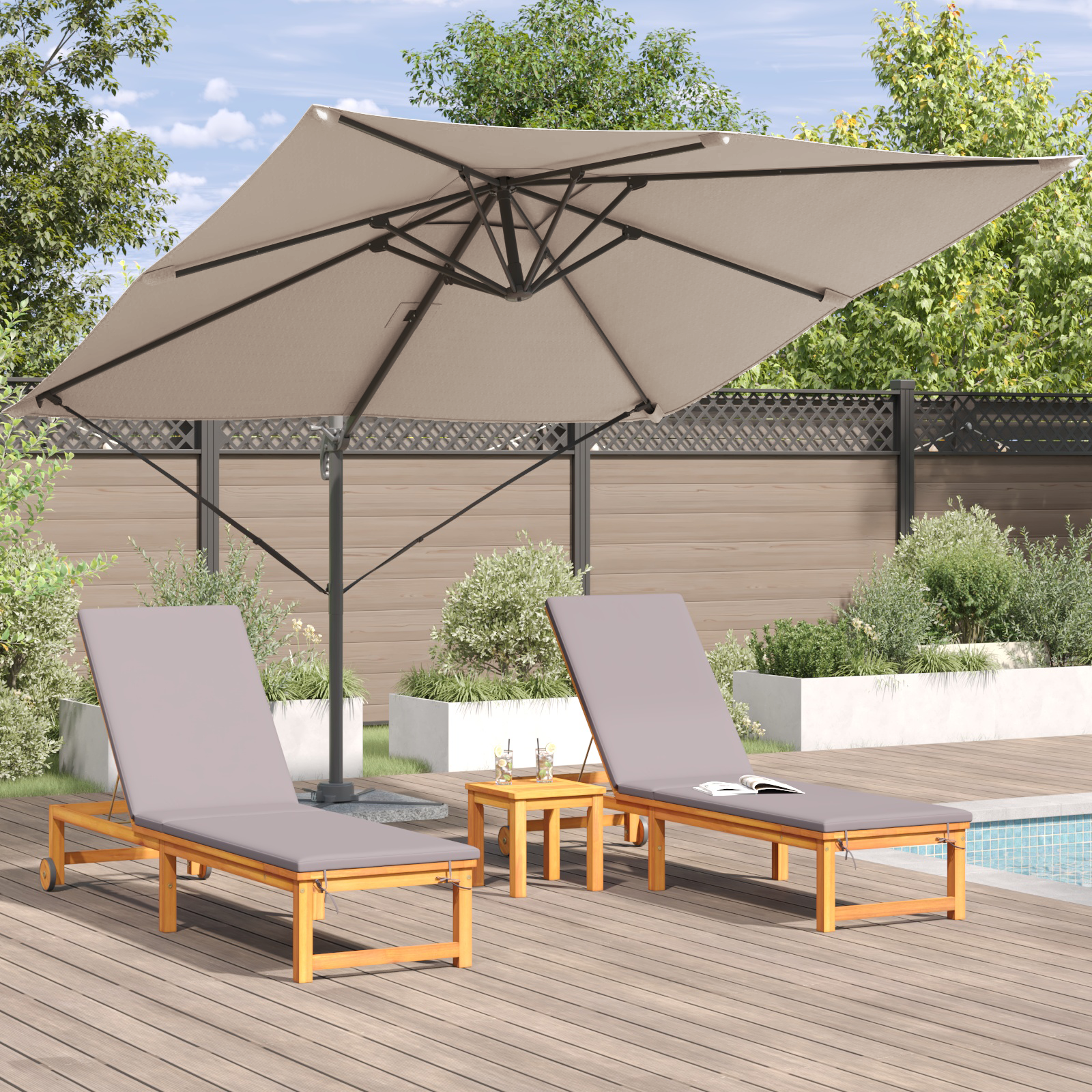 Cantilever Roma Parasol Taupe 286x285x265 cm Aluminium - Image 4