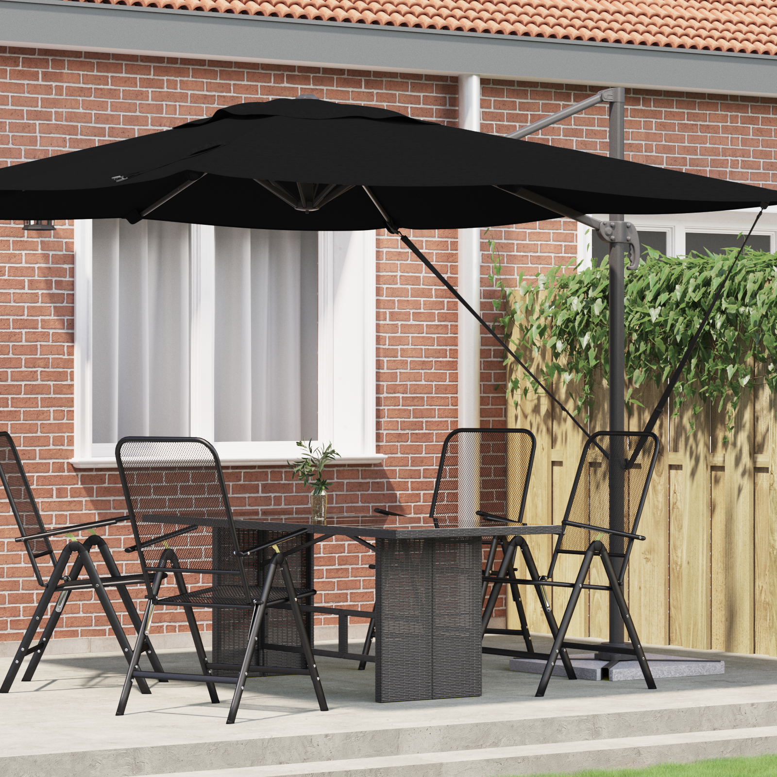 Cantilever Roma Parasol Black 286x285x265 cm Aluminium