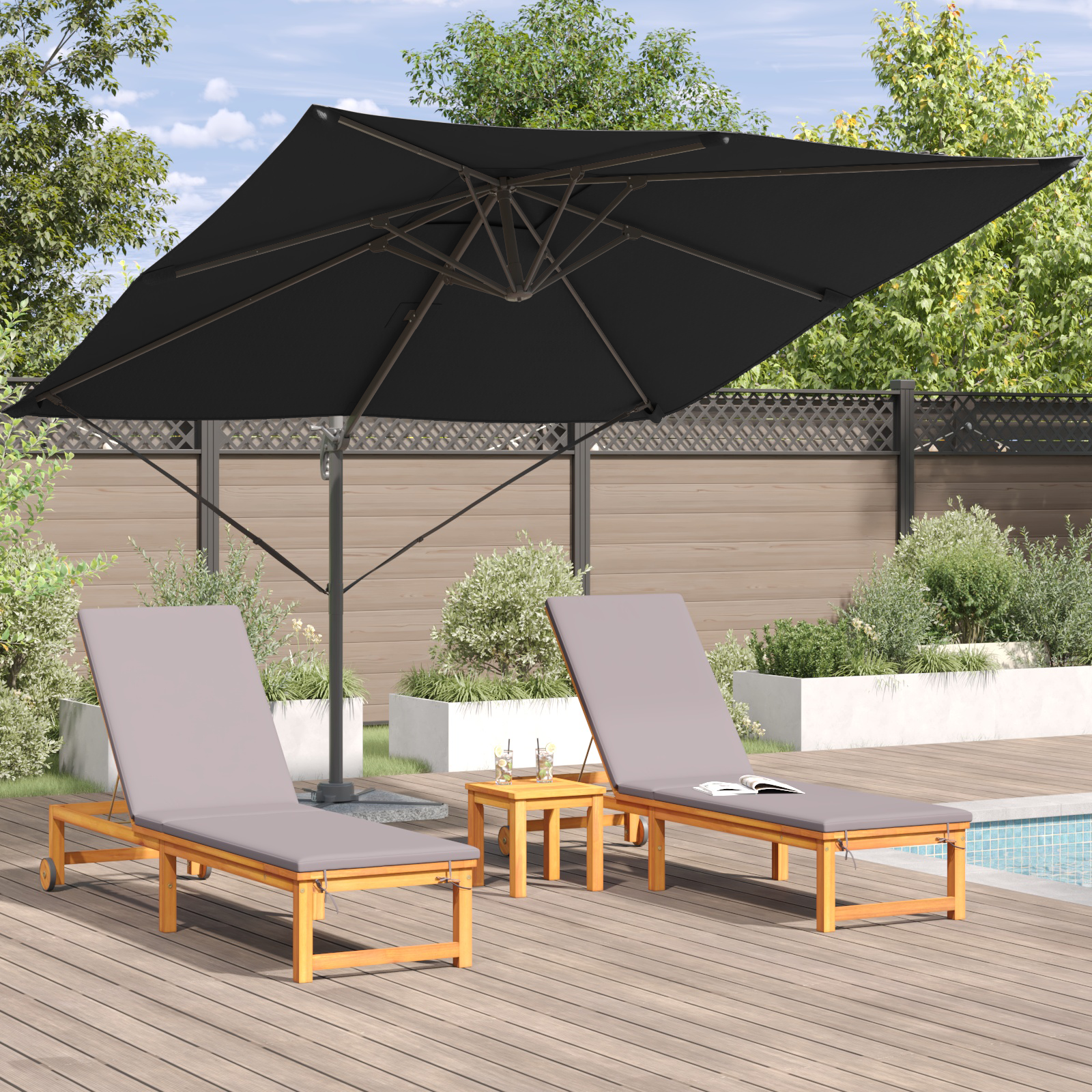 Cantilever Roma Parasol Black 286x285x265 cm Aluminium - Image 4
