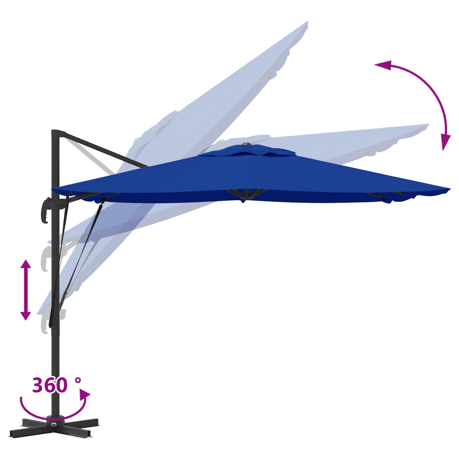 Patio Umbrella Azure Blue Aluminium, Polyester 3m - Image 11