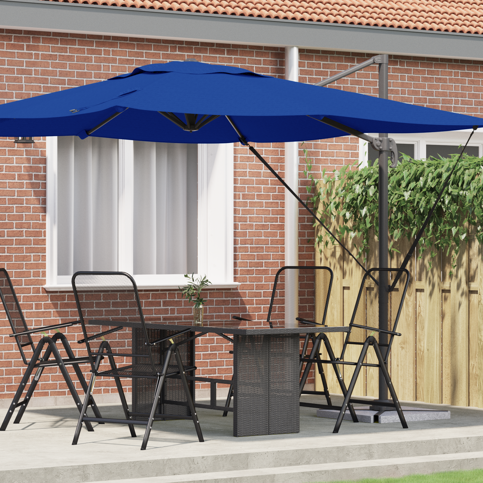 Patio Umbrella Azure Blue Aluminium, Polyester 3m
