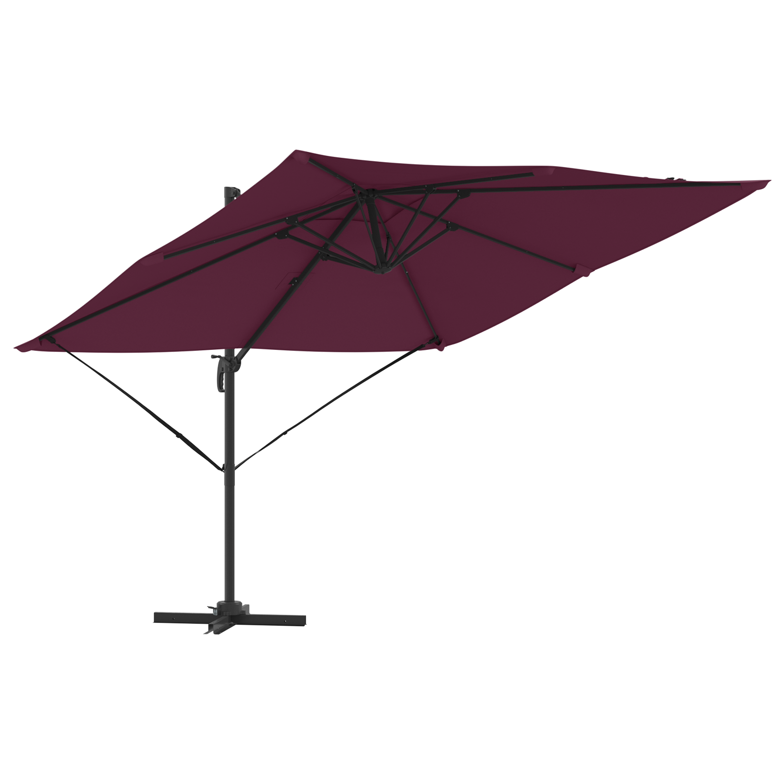 Patio Umbrella Bordeaux red Aluminium, Polyester Large - Image 2