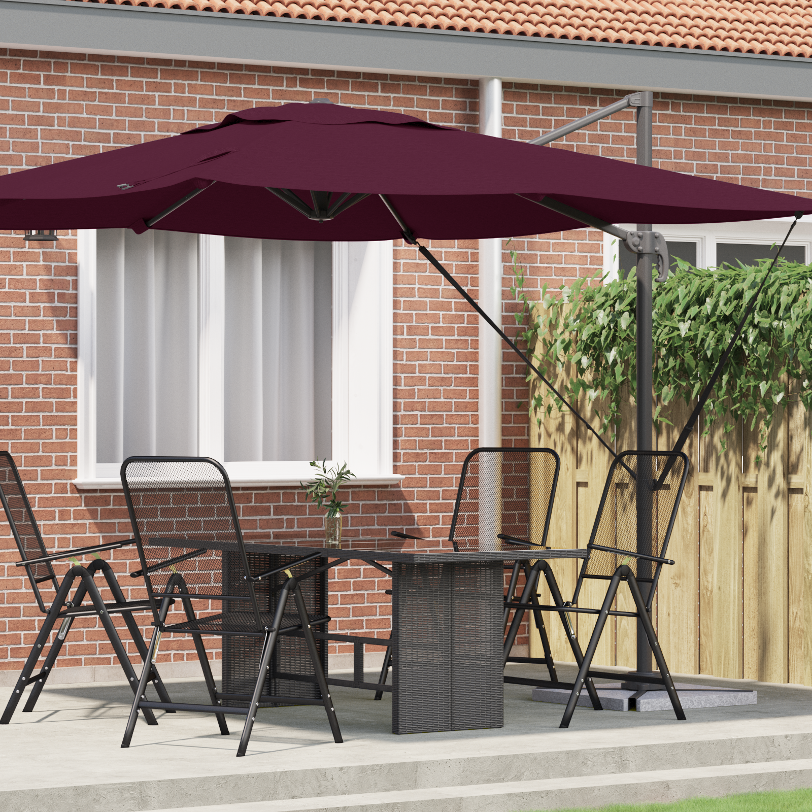 Patio Umbrella Bordeaux red Aluminium, Polyester Large