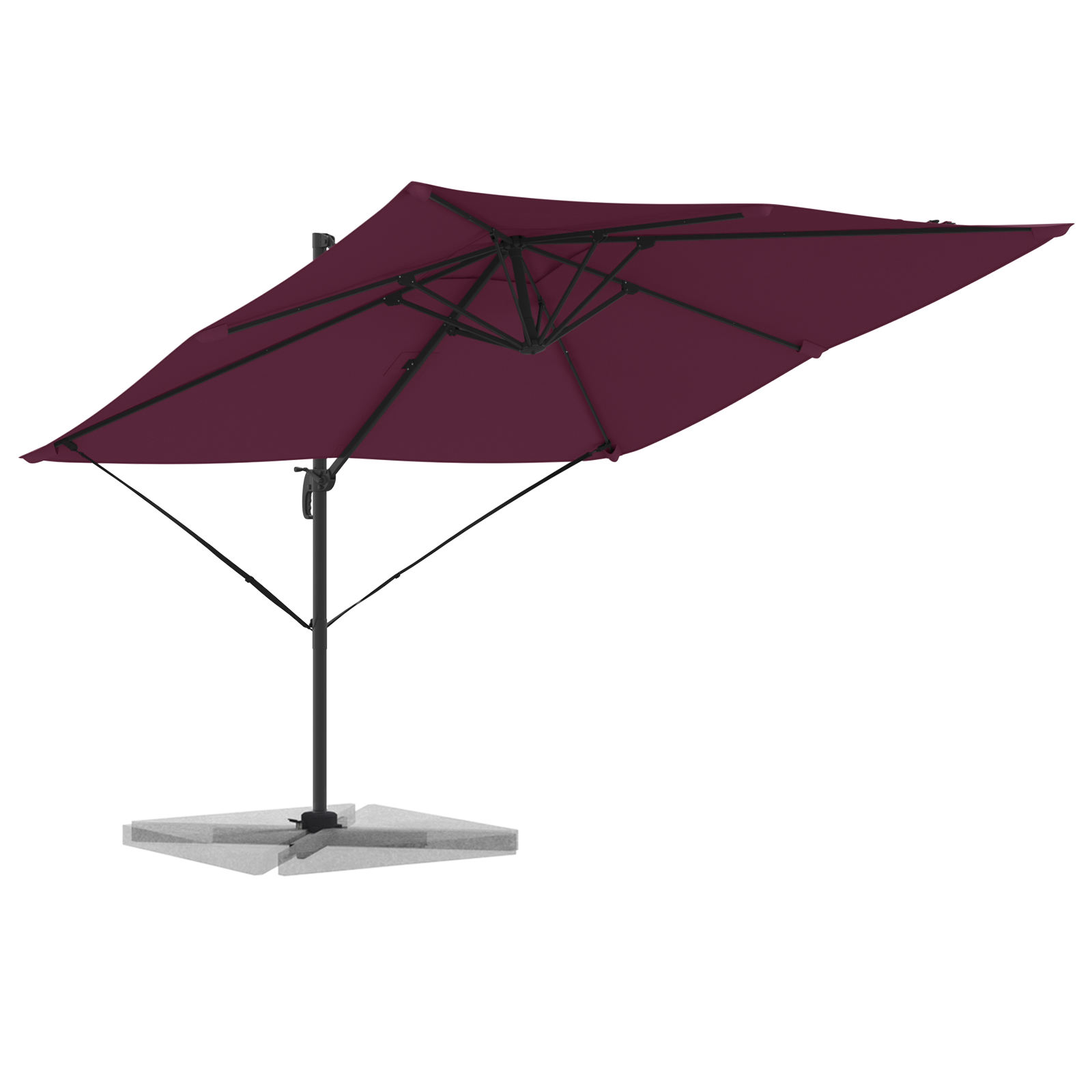 Patio Umbrella Bordeaux red Aluminium, Polyester Large - Image 3