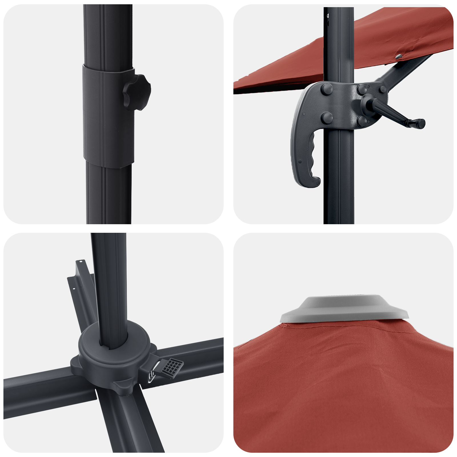 Patio Umbrella Terracotta Polyester Large Adjustable Armrests - Image 9