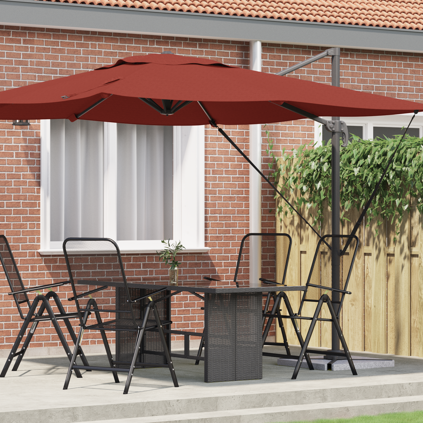 Patio Umbrella Terracotta Polyester Large Adjustable Armrests