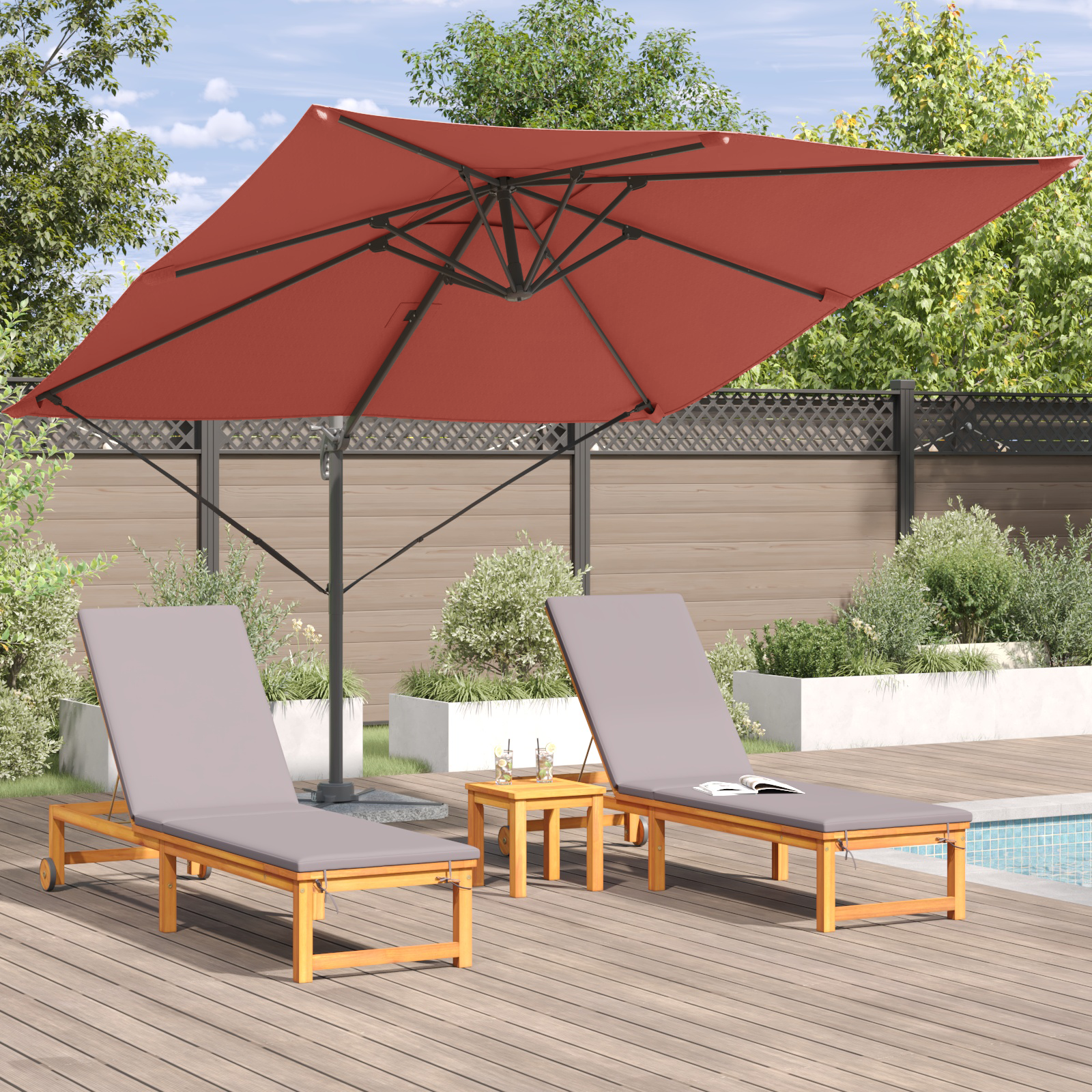 Patio Umbrella Terracotta Polyester Large Adjustable Armrests - Image 4