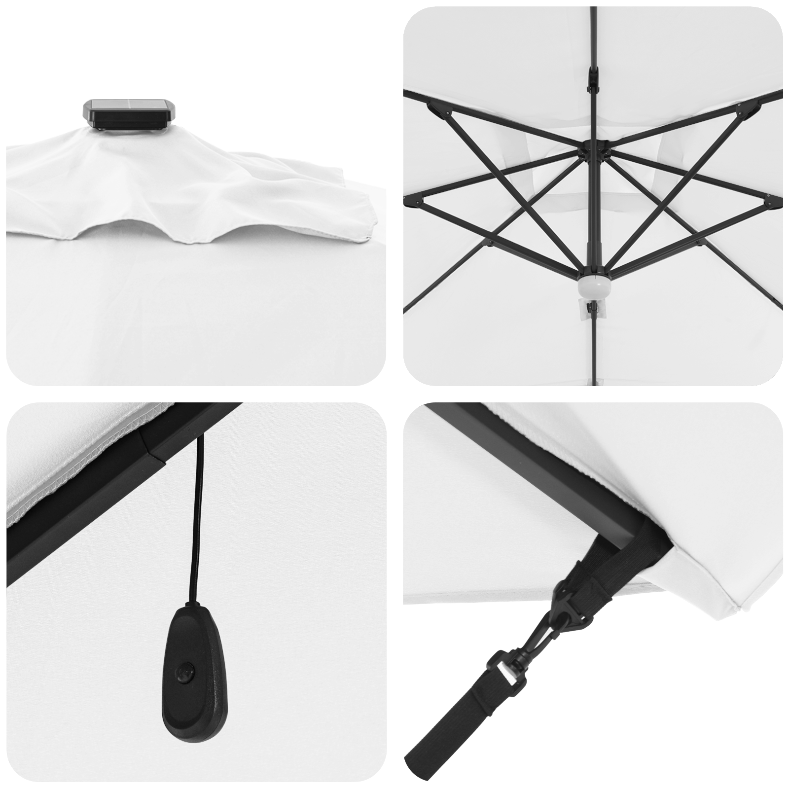 Cantilever Roma Parasol with LEDs Sand 286x285x270 cm Aluminium - Image 8