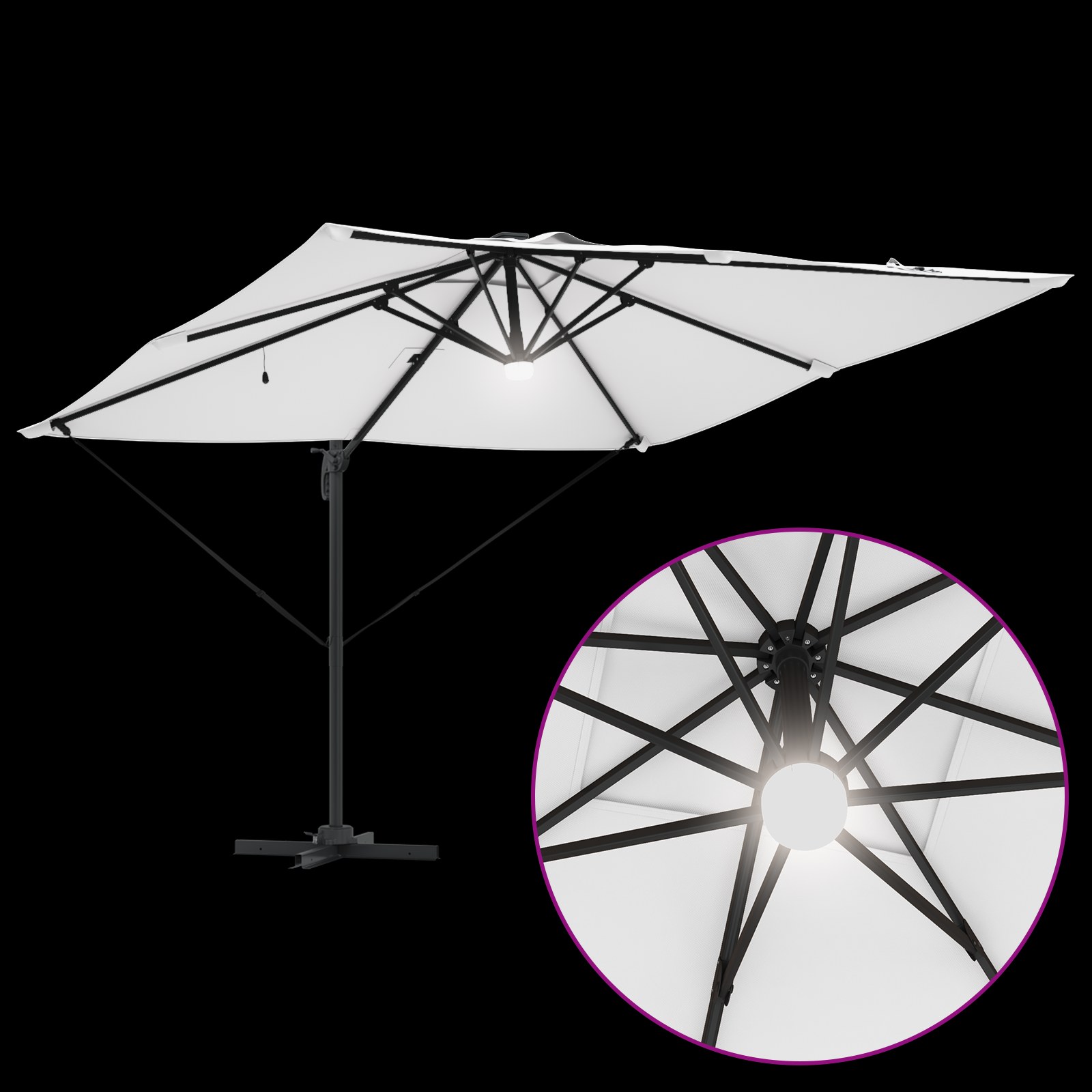 Cantilever Roma Parasol with LEDs Sand 286x285x270 cm Aluminium - Image 10