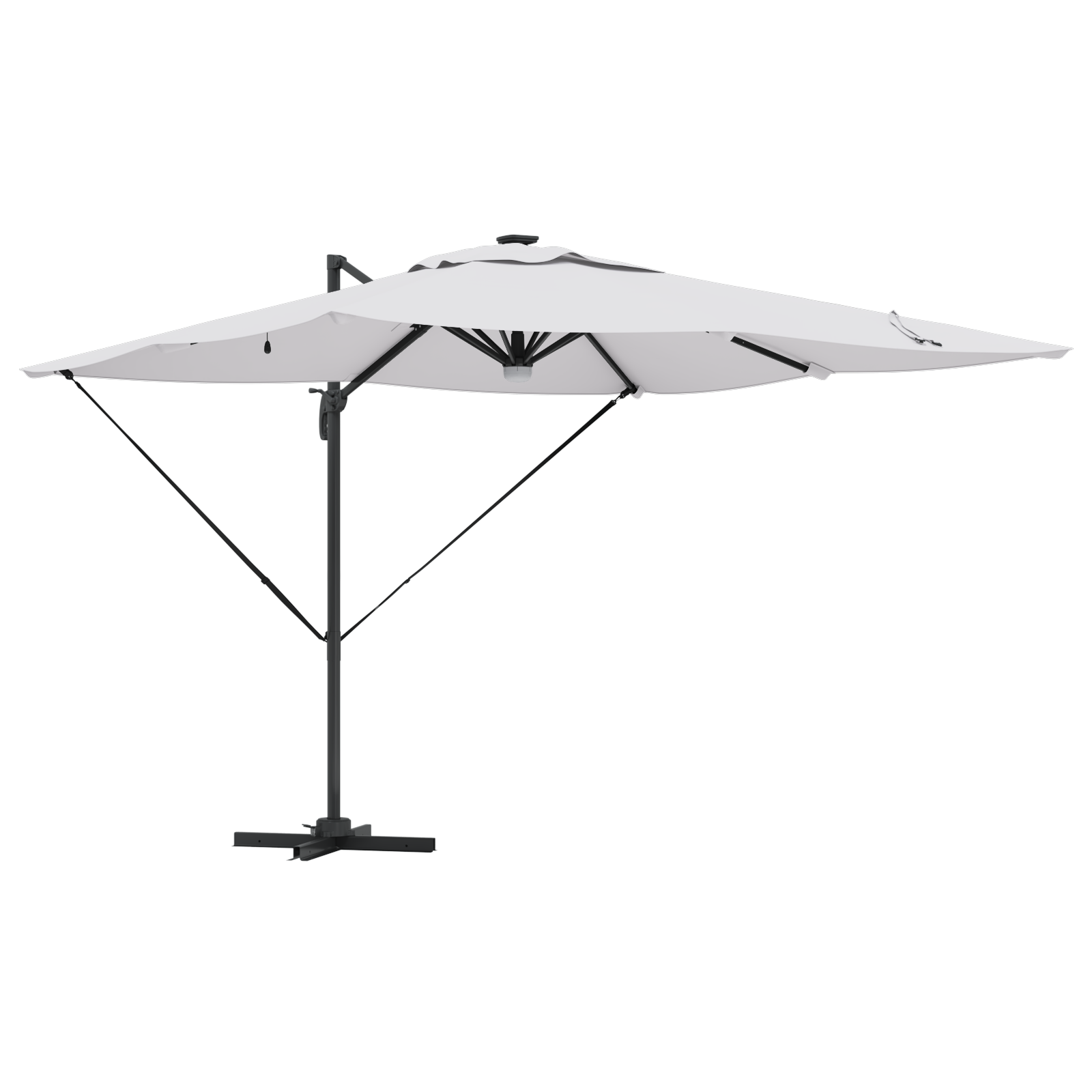 Cantilever Roma Parasol with LEDs Sand 286x285x270 cm Aluminium - Image 2