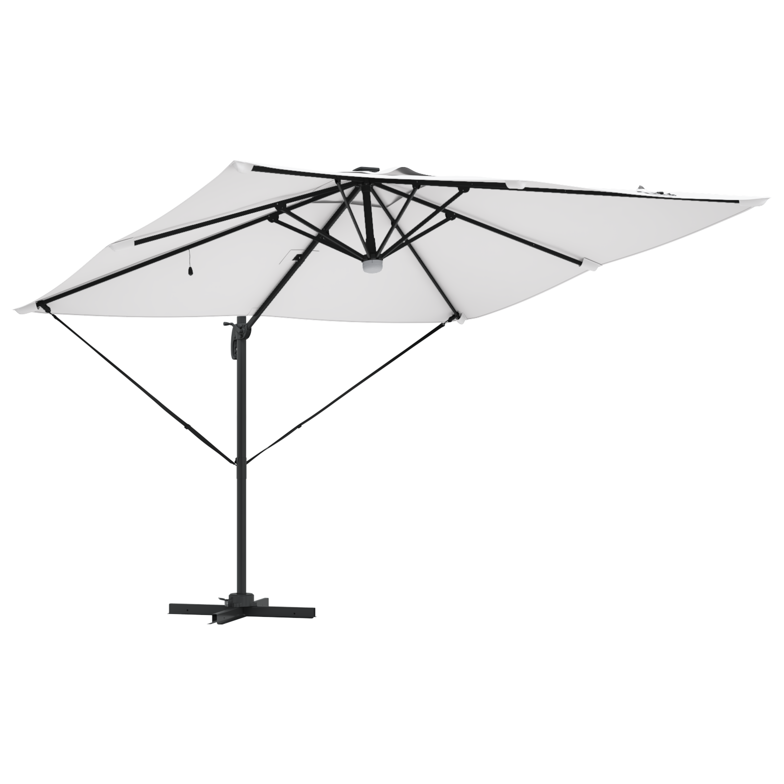Cantilever Roma Parasol with LEDs Sand 286x285x270 cm Aluminium - Image 4
