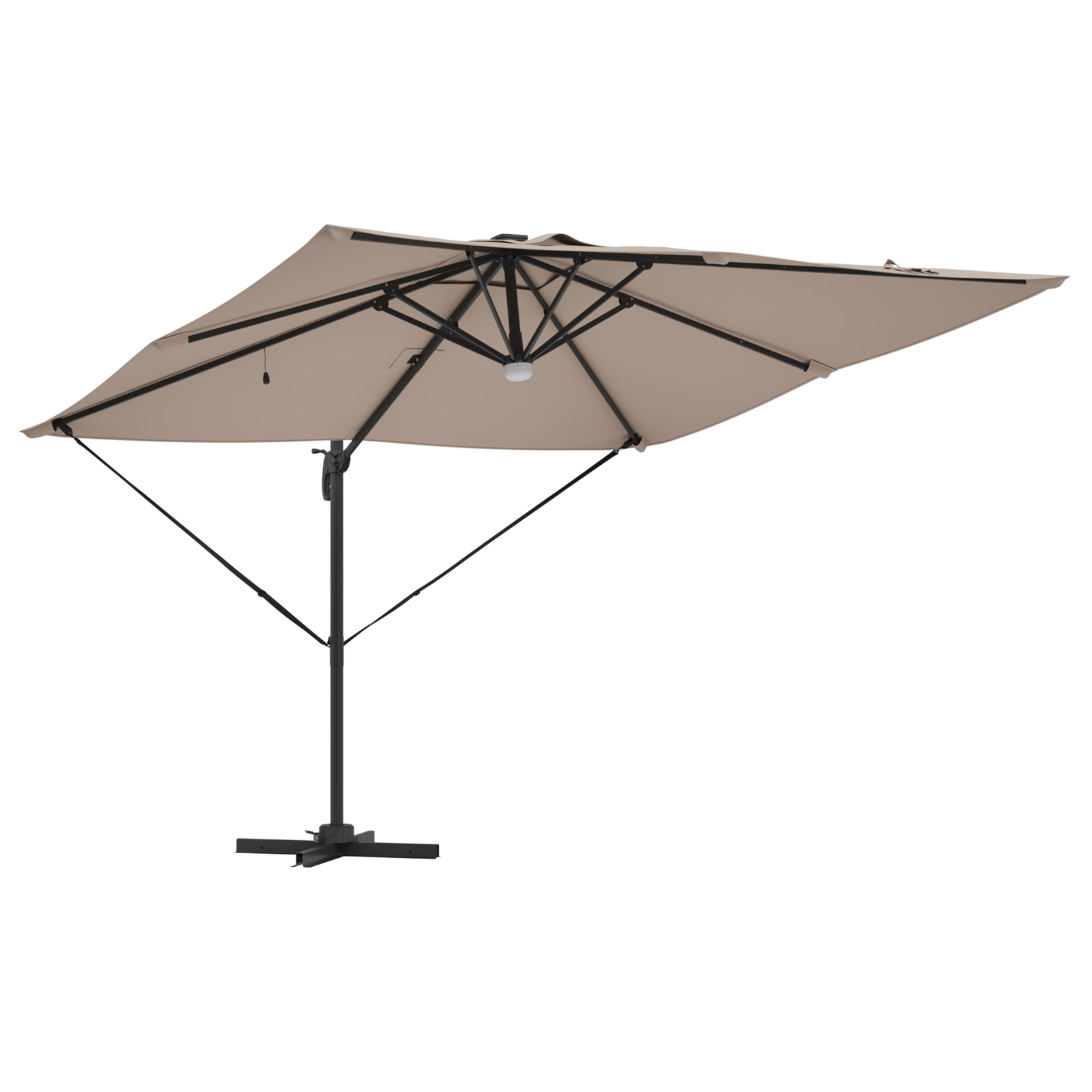 Cantilever Roma Parasol with LEDs Taupe 286x285x270 cm Aluminium - Image 2